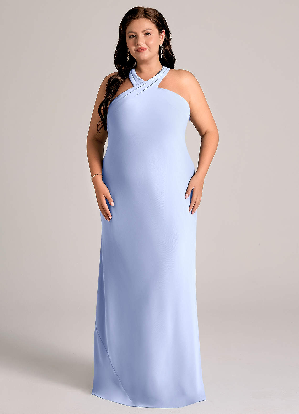 Azazie Doretta Abiti da Damigella Abito Sirena in Chiffon Plissettato Ghiaccio image1