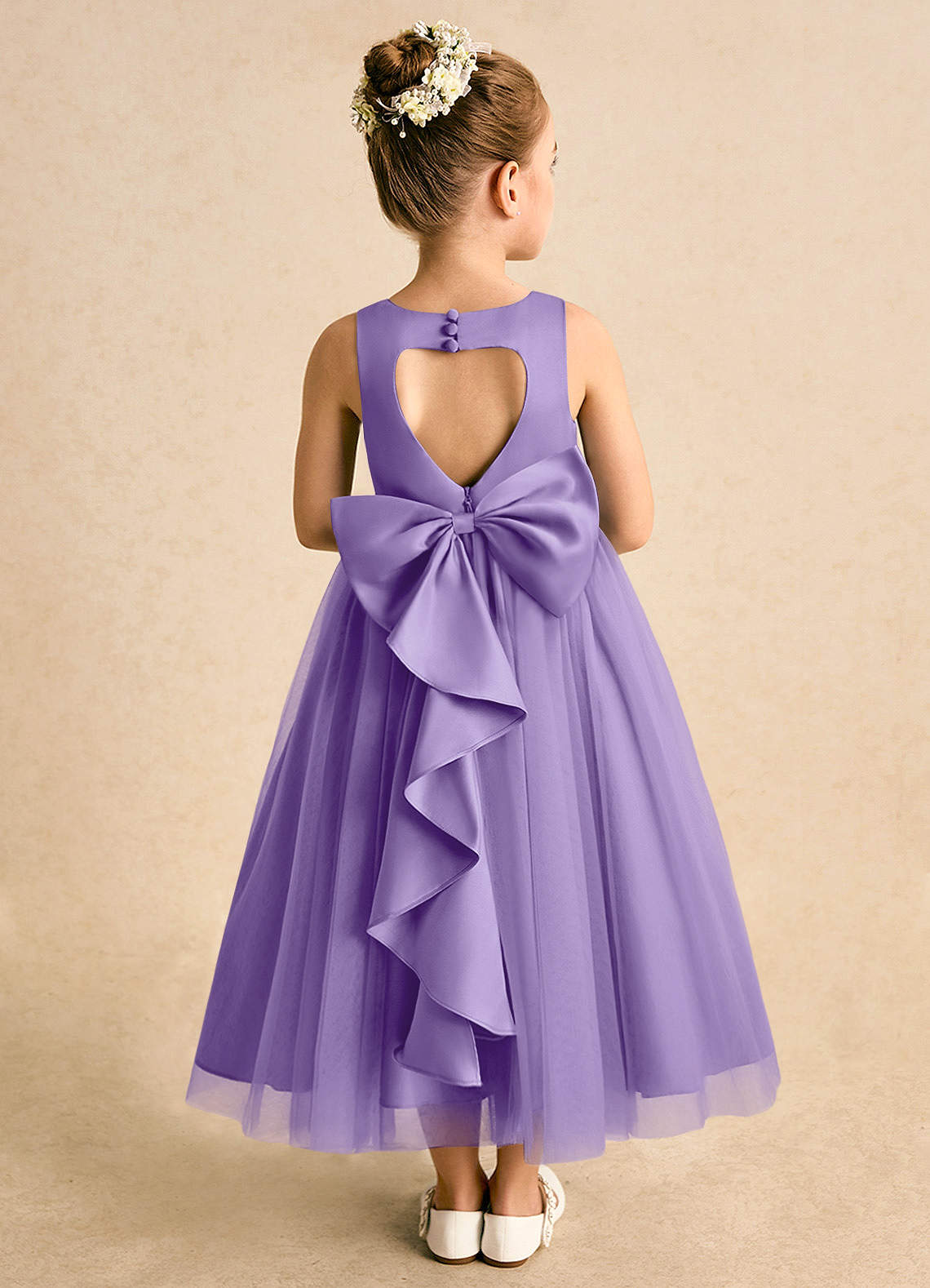 Azazie Solia Flower Girl Dresses Tahiti Ball-Gown Bow Tulle Dress image1