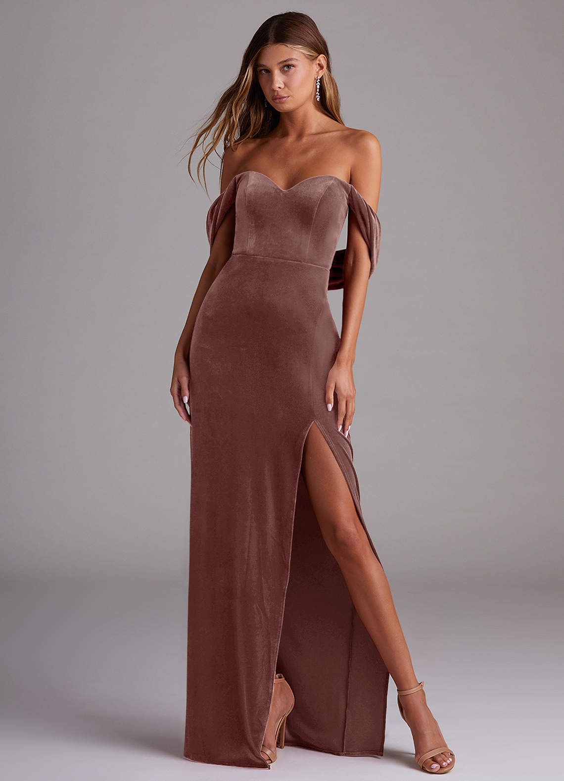 Azazie Shay Espresso Velvet Bridesmaid Dresses
