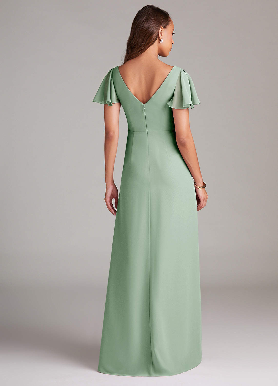 Azazie A-Line V-Neck Floor-Length Chiffon Bridesmaid Dresses