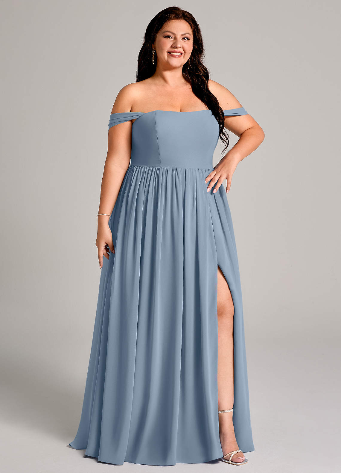 Overweight Formal Dress Plus Size Dusty Blue Bridesmaid Dresses Elegant Plus  Size Long Bridesmaid Dresses With