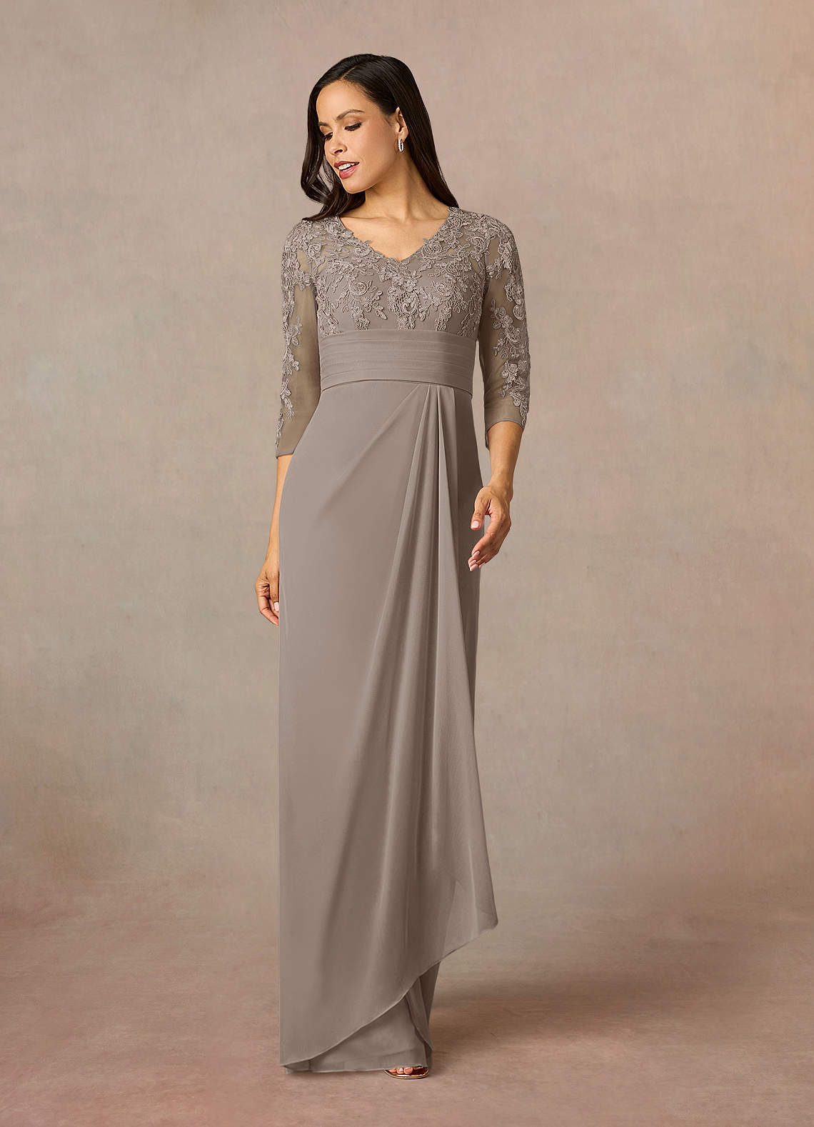 Azazie Poe vestidos de madre de la novia Vestido de Gris Pardo de Encaje de Recto image1