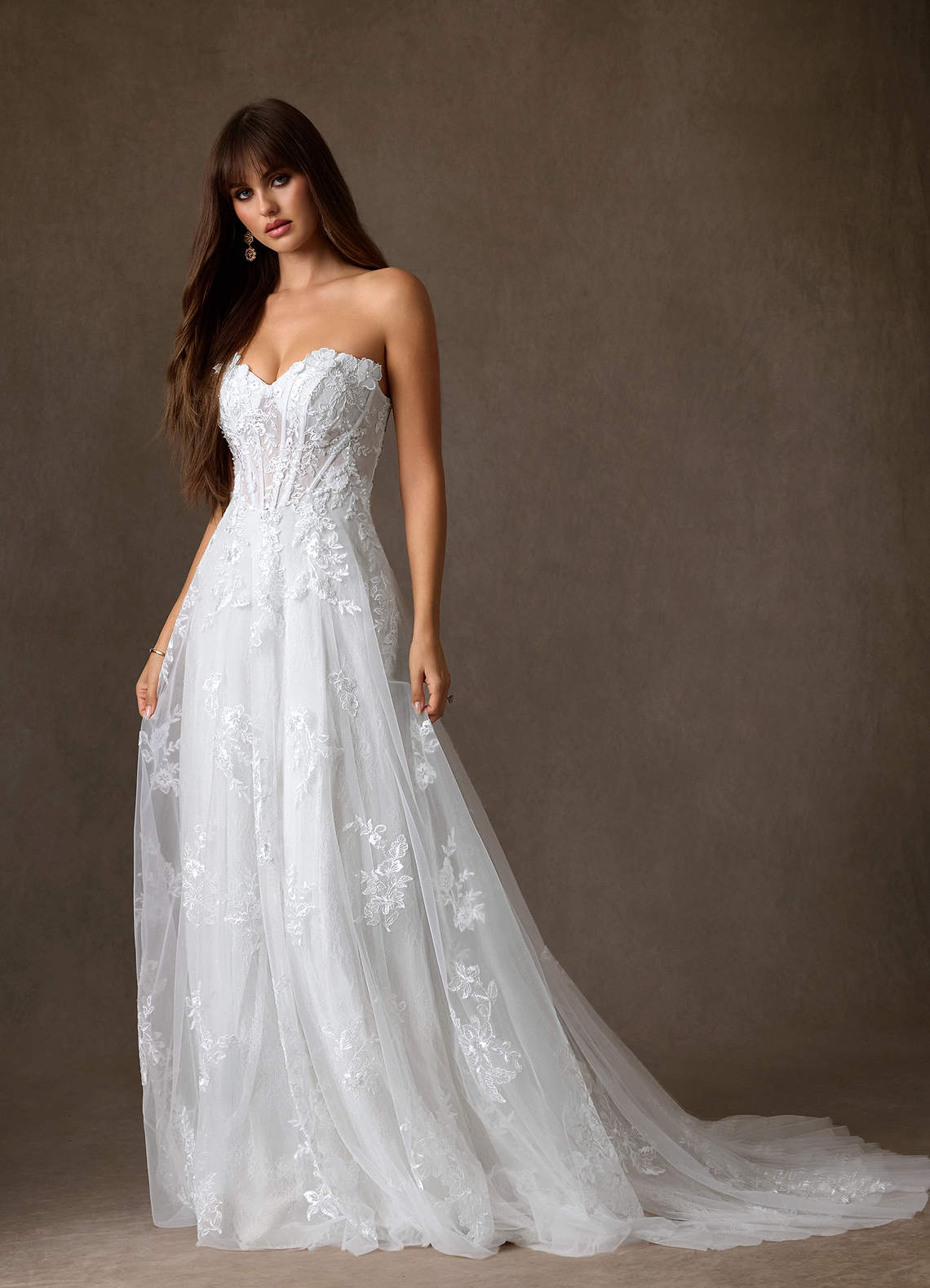 Azazie Florentina Hochzeitskleider A-Linie Herzchen Pailletten Tüll Kleid Diamantweiß image4