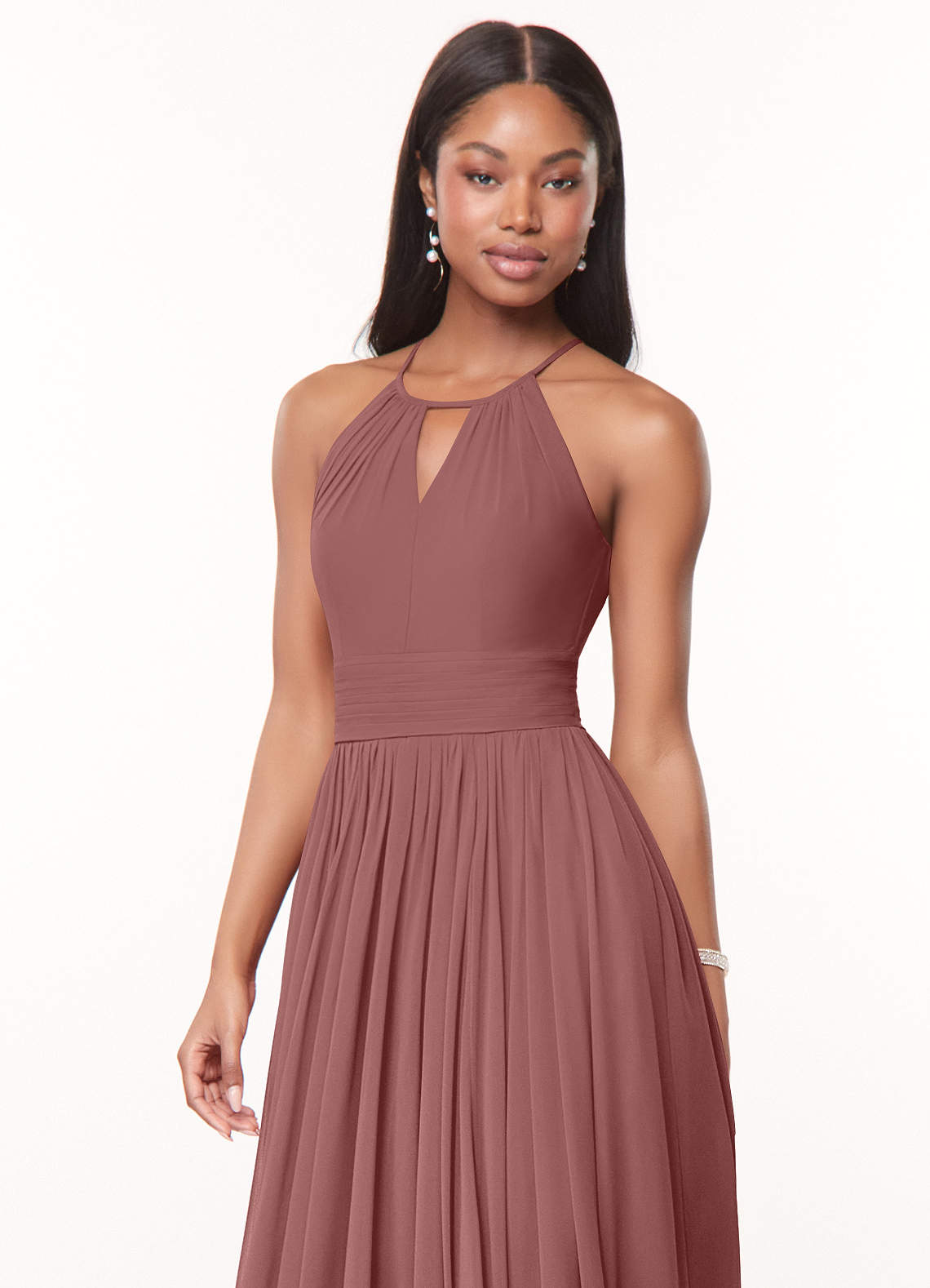 Azazie Cherish Ready to Ship Desert Rose Chiffon Bridesmaid