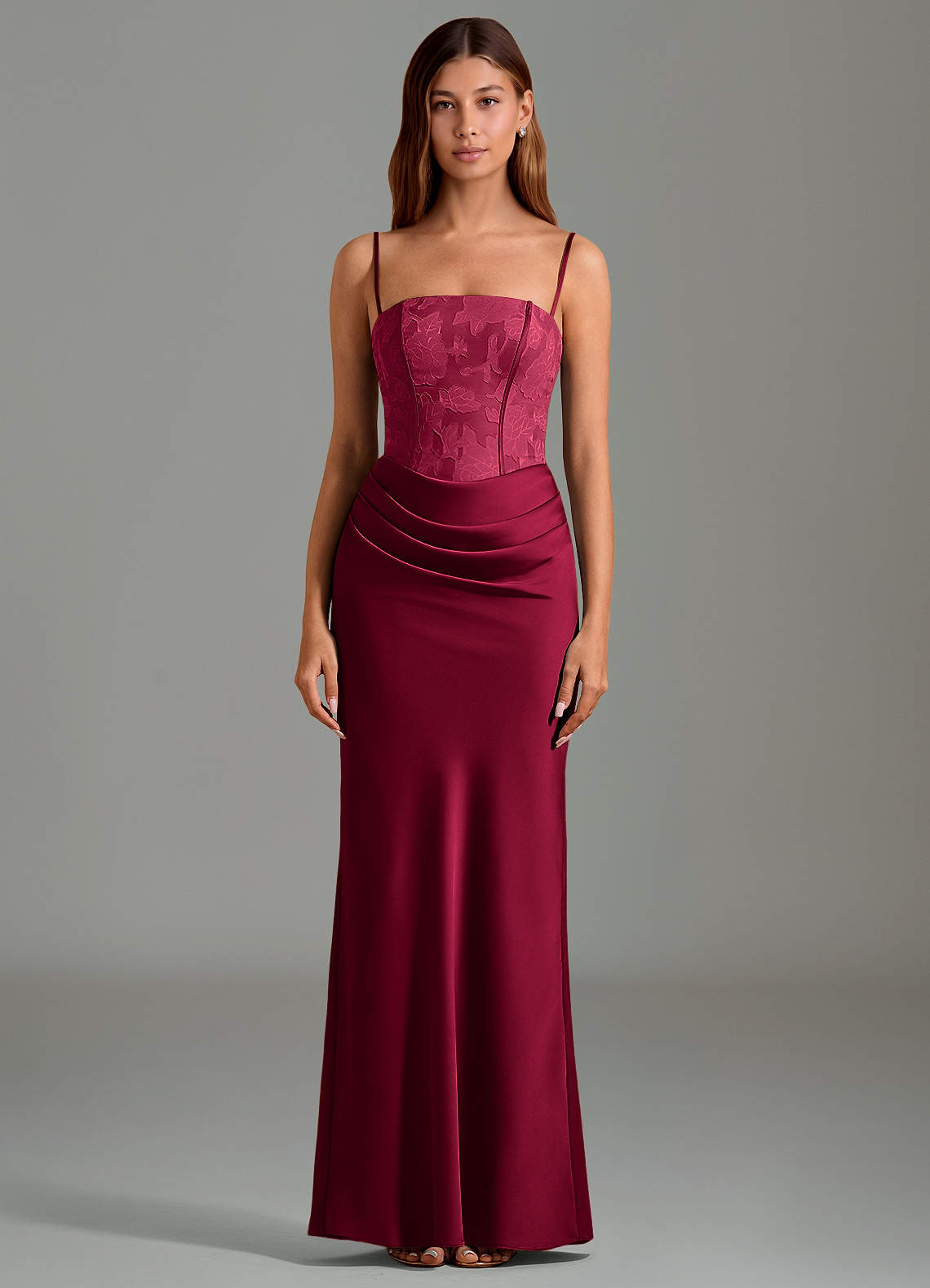 Azazie Emilia Prova i vestiti a casa Abito Sirena in Raso Elasticizzato Senza Cinturino Nero image4