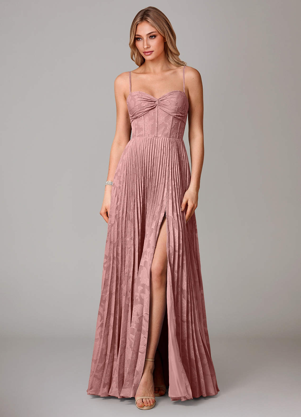 Azazie Akiko Kleider zum Anprobieren zu Hause A-Linie Herzausschnitt Blumen-Burnout Kleid Dunkelmarine image2