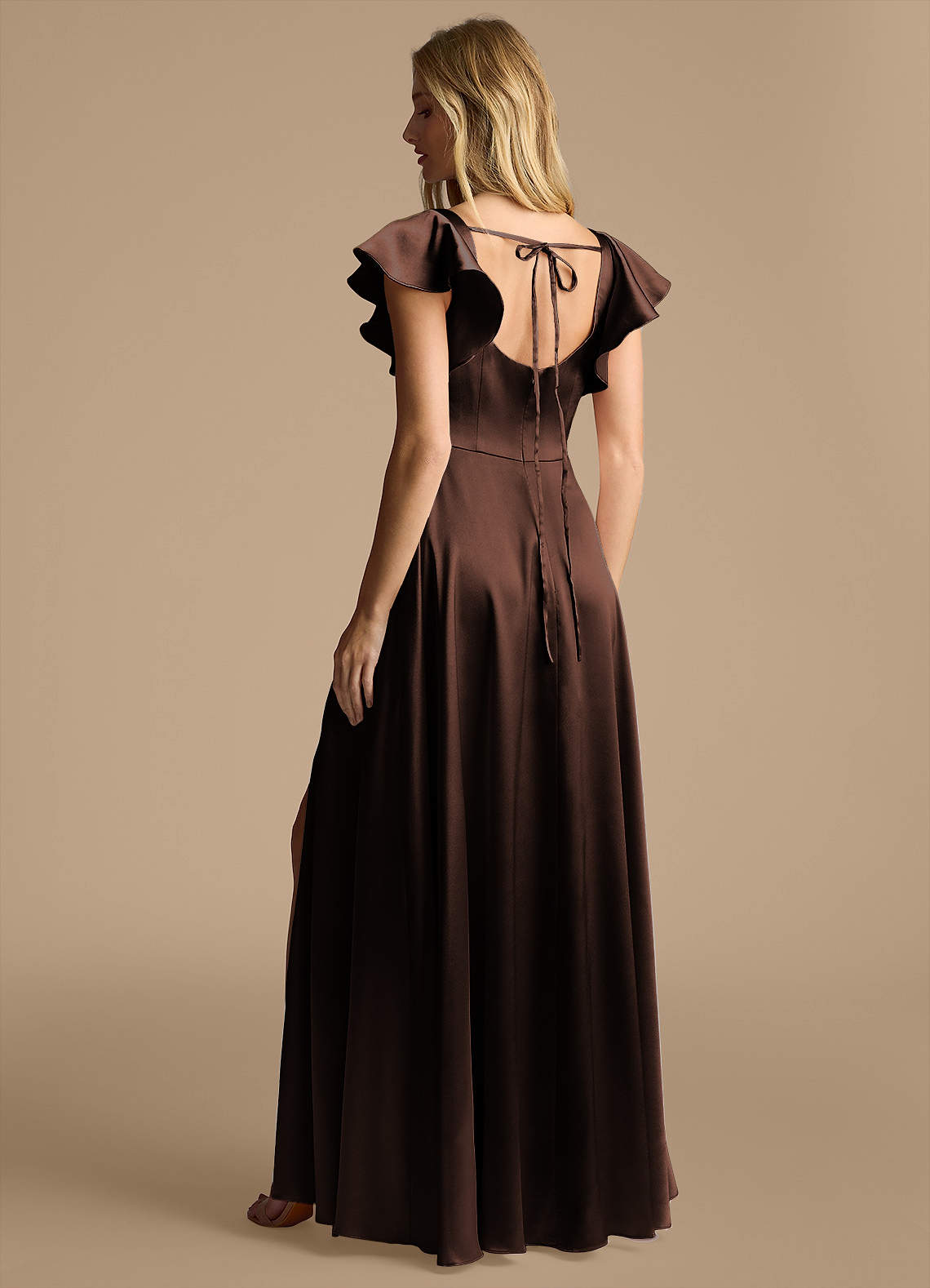 bow sleeve bridesmaid dress FAN28 With bow sleeves