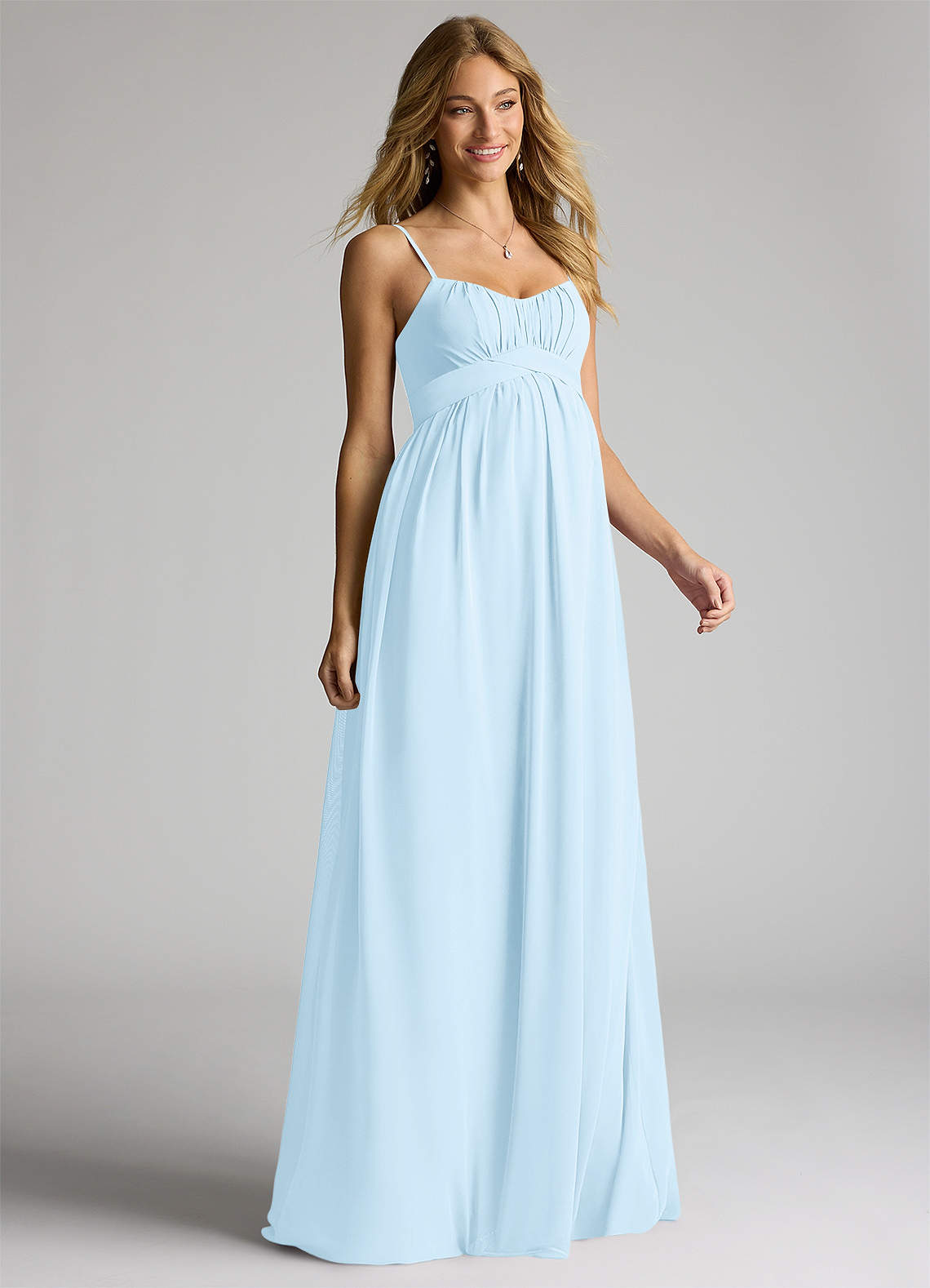 Azazie A-Line/Princess Sweetheart Floor-Length Chiffon Maternity Bridesmaid Dresses - Sky Blue