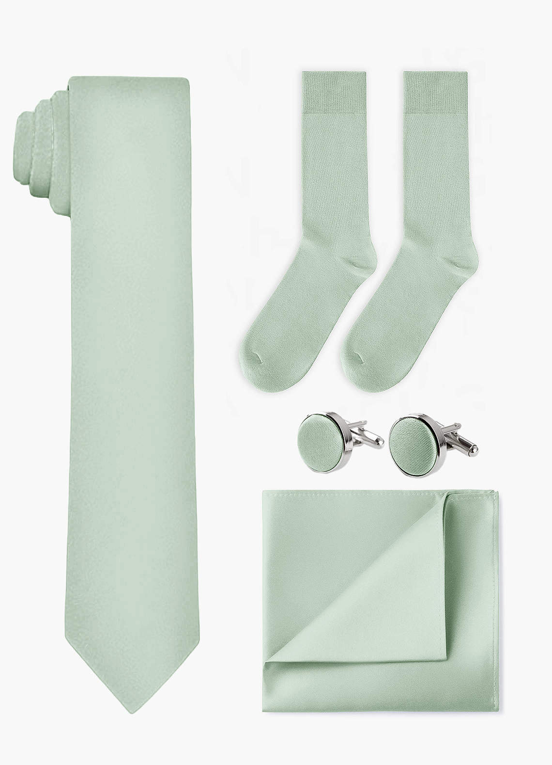 front Matching Wide Tie & Pocket Square & Cuff Links & Socks Set