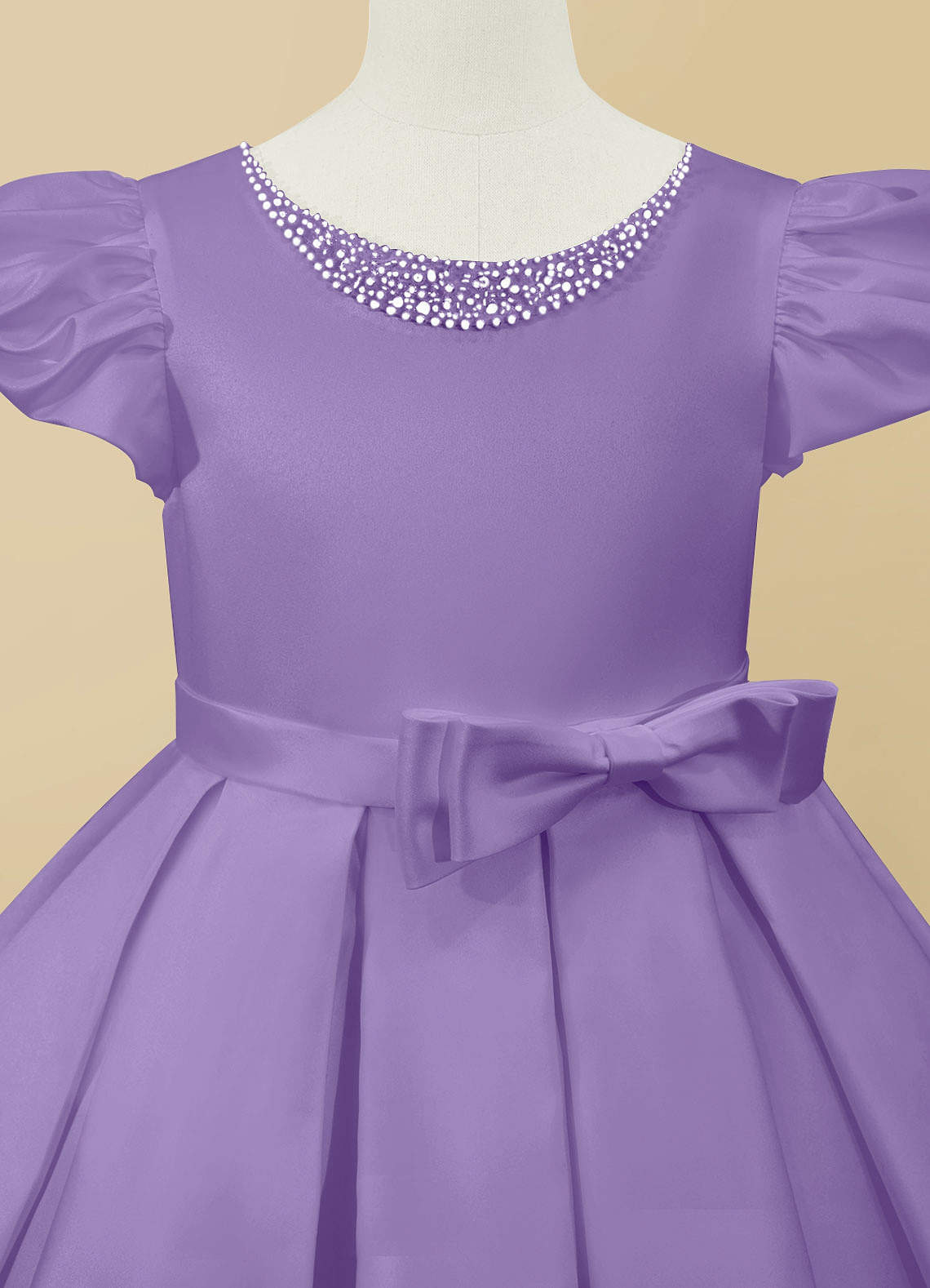 Beautiful Jewel Ball Gown with Pearls and Lace for Flower Girls