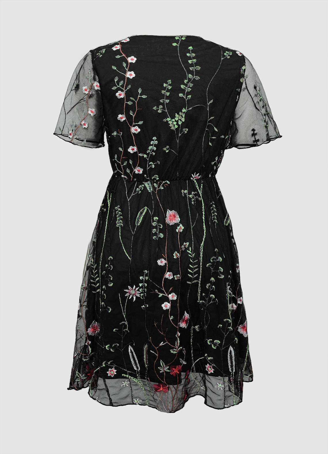 Black Darling Romance Black Floral Embroidery Mini Dress Dresses | Azazie