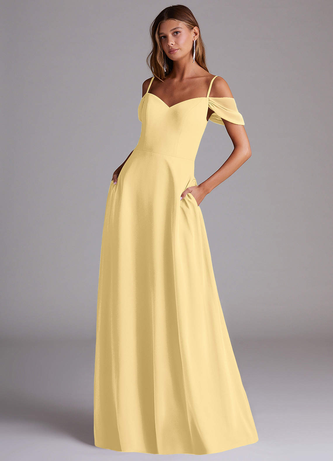 butter bridesmaid dresses Yellow Cowl Back Bridesmaid Dresses