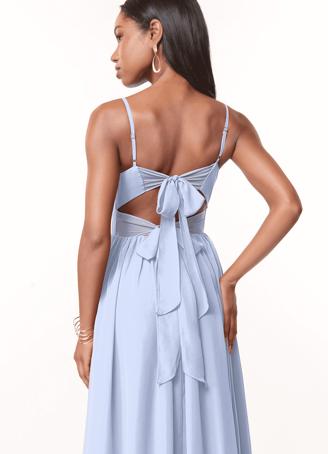 Azazie Zeya Bridesmaid Dresses Ice A-Line V-Neck Pleated Chiffon Dress image1
