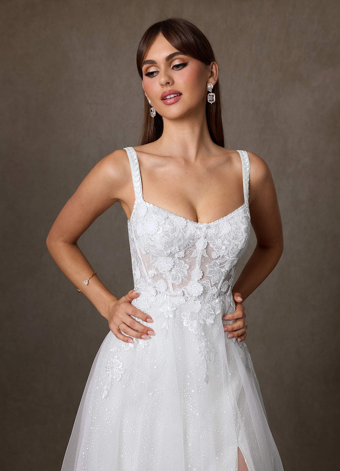 Azazie Jovana Wedding Dresses Diamond White A-Line Scoop Tulle Dress image7