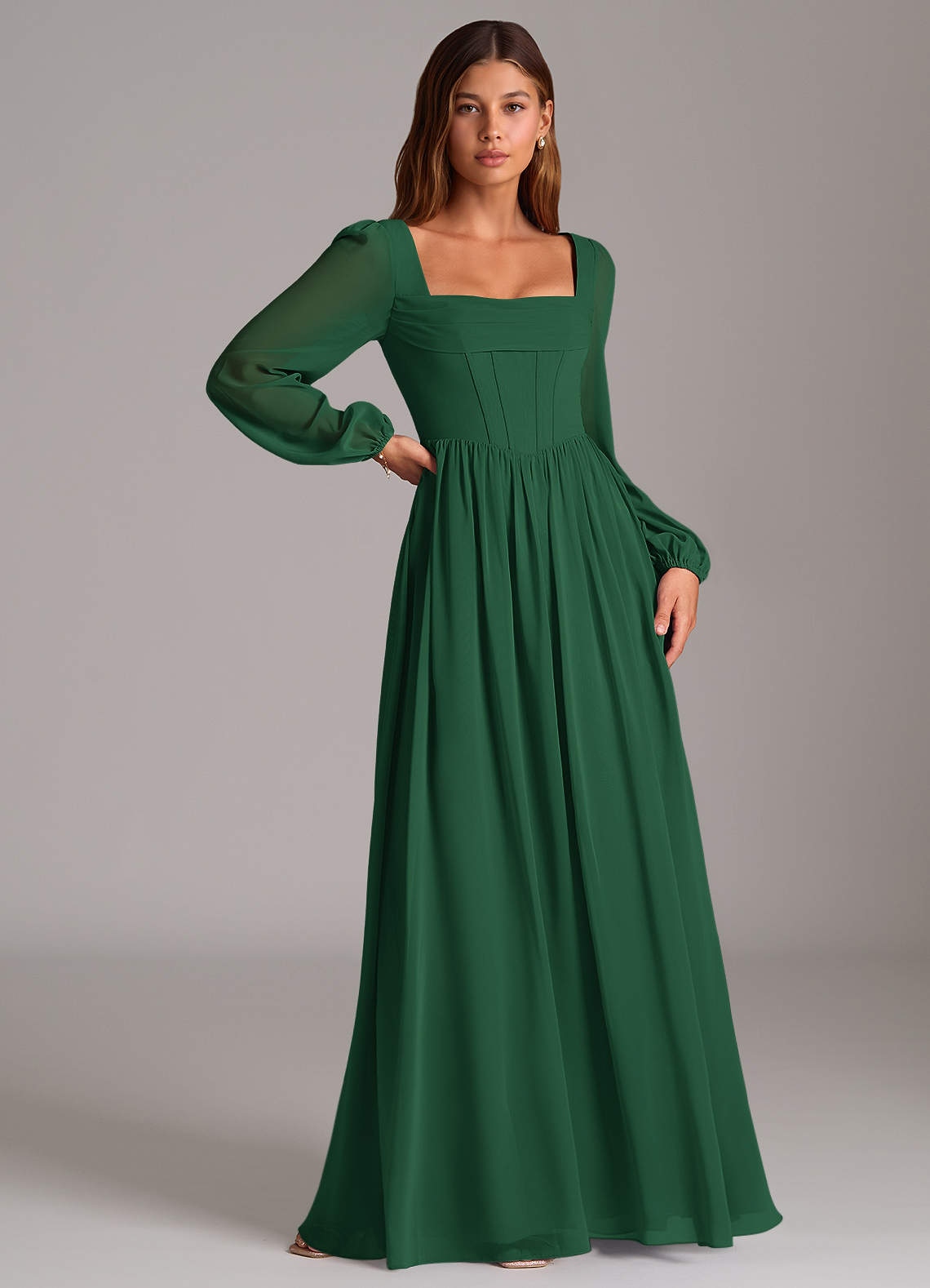 dark green chiffon bridesmaid dress Azazie Maree Bottom Size:29x34 and fall weddings CS  4/20/26 Free People Intimately NWT Kissprom dress
