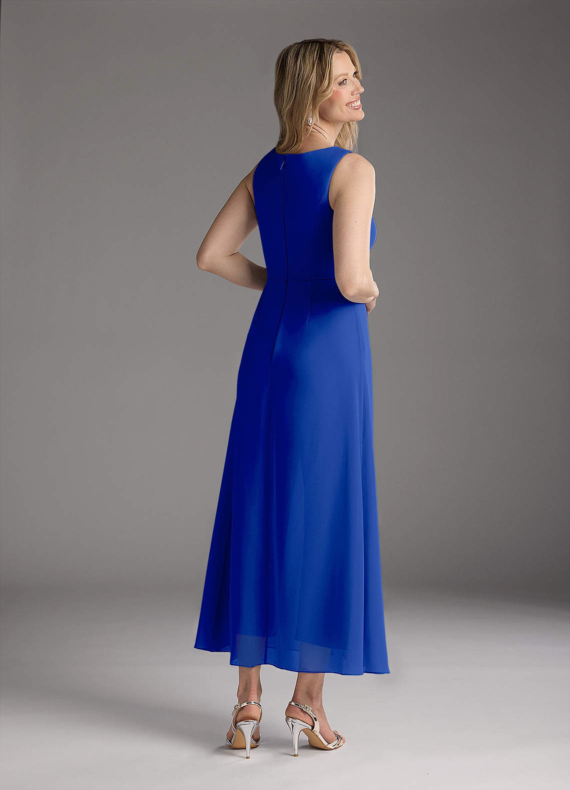 Azazie Anitta Royal Blue Jumpsuit/Pantsuit Pleated Stretch Crepe
