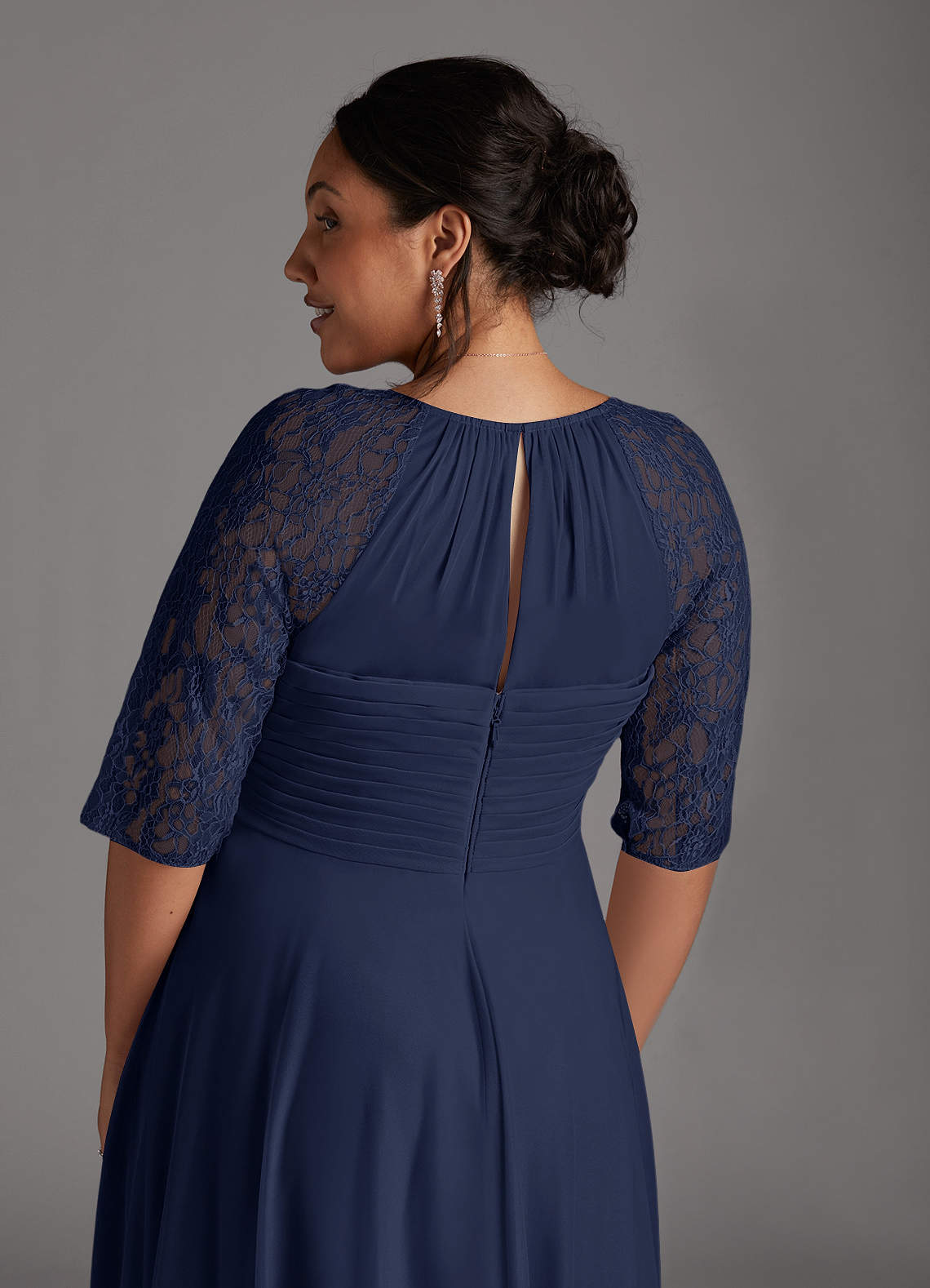 Azazie Gracelyn Mother of the Bride Dresses Dark Navy A-Line Lace Dress image11