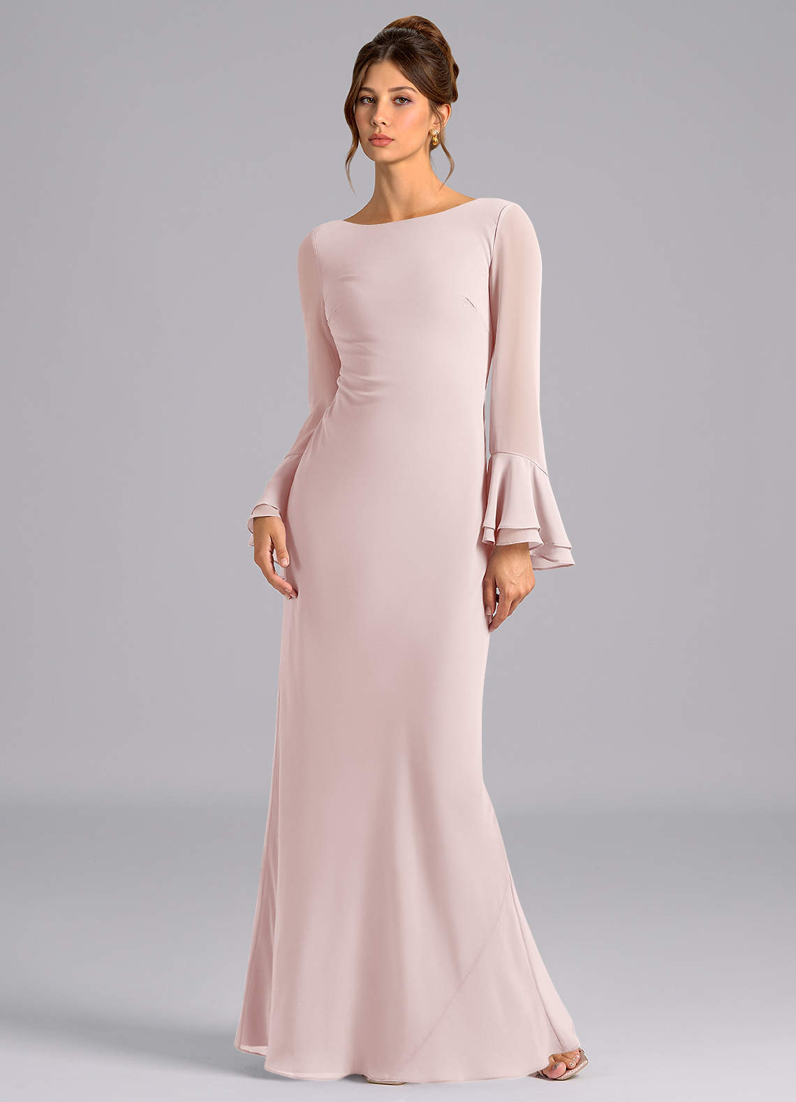 Azazie Leone Bridesmaid Dresses Blushing Pink Mermaid Corset Chiffon Dress image1