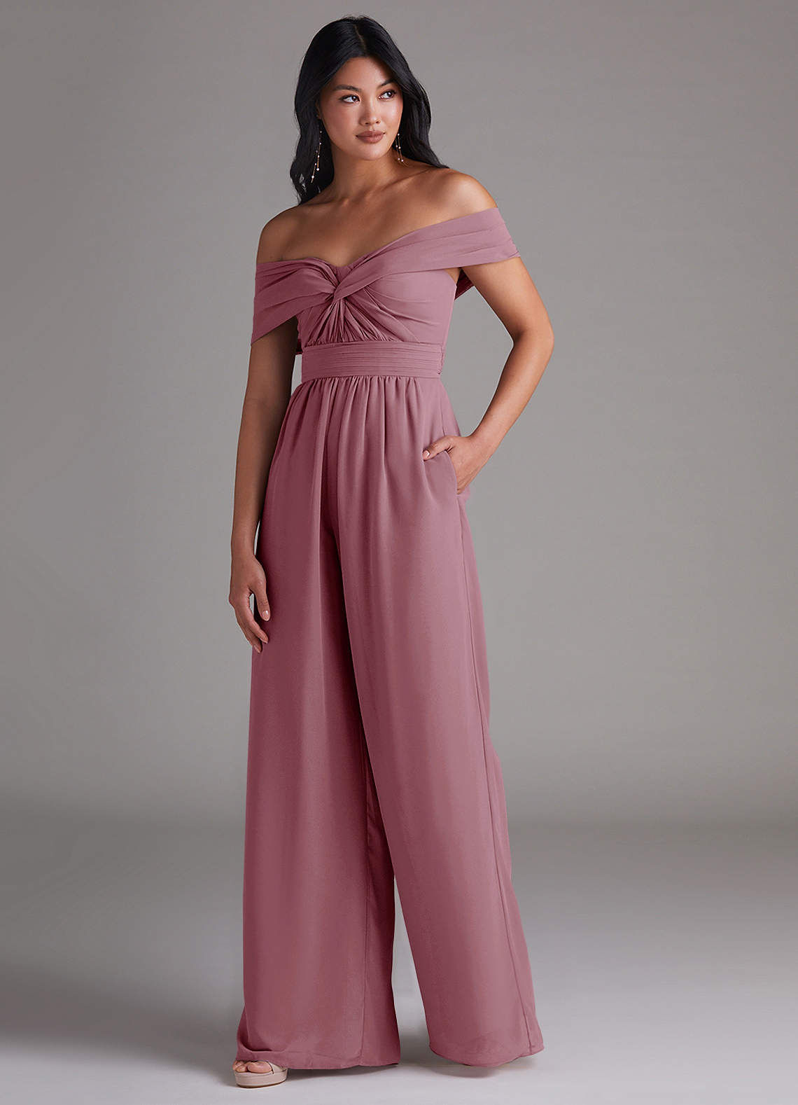 Azazie Lamara Ready to Ship Vintage Mauve Chiffon Bridesmaid