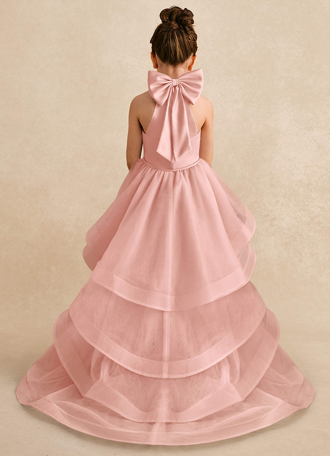 Azazie Bev Flower Girl Dresses Rosette A-Line Convertible Tulle Dress image1