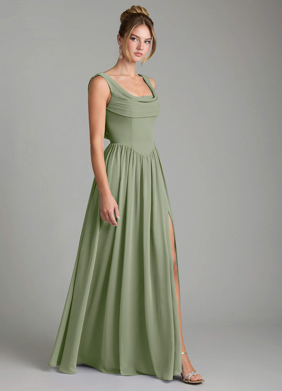 Azazie Novi Pistachio Chiffon Bridesmaid Dresses | Azazie