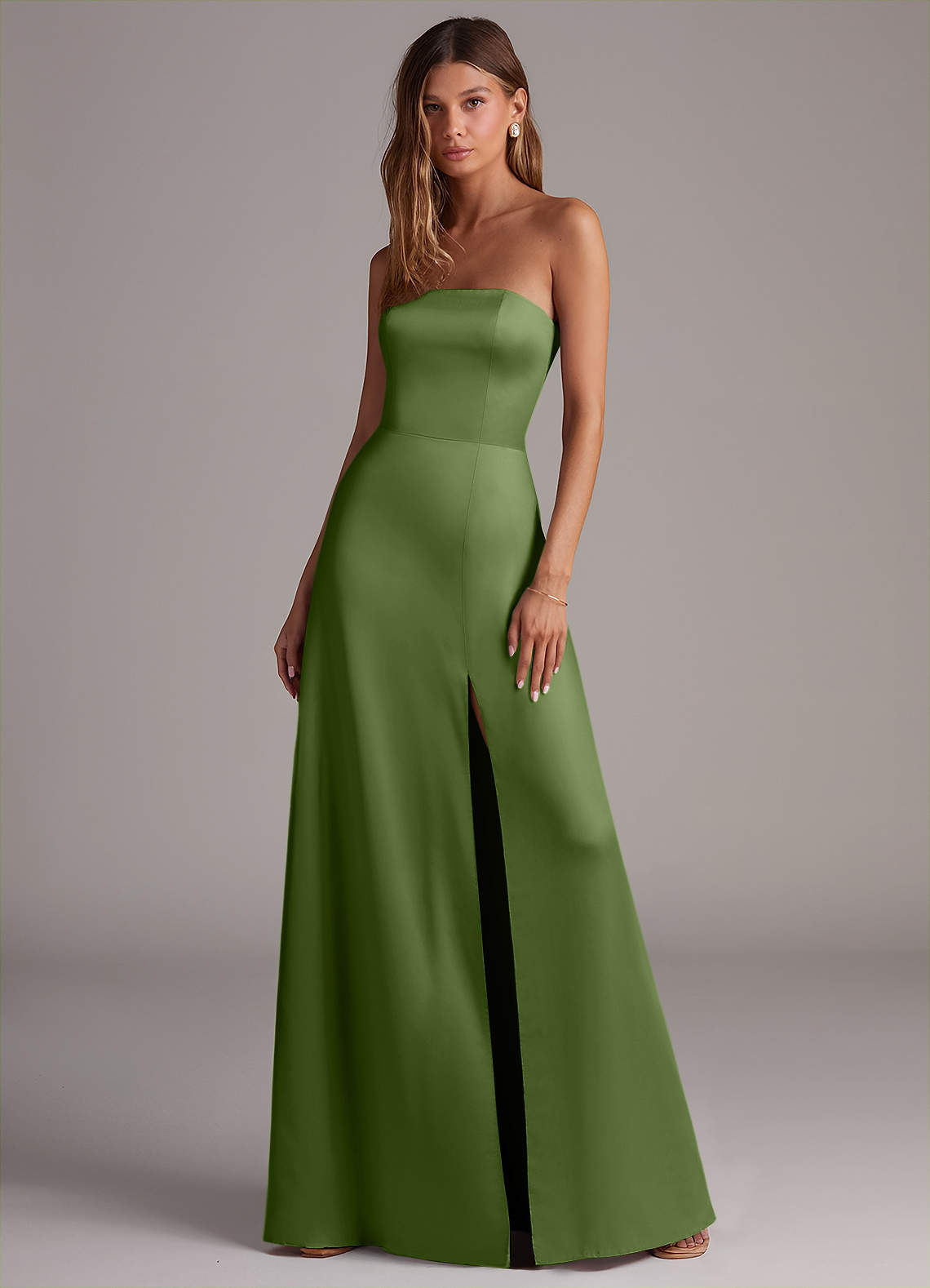 Azazie Wren Bridesmaid Dresses Juniper A-Line Strapless Stretch Satin Convertible Dress image1