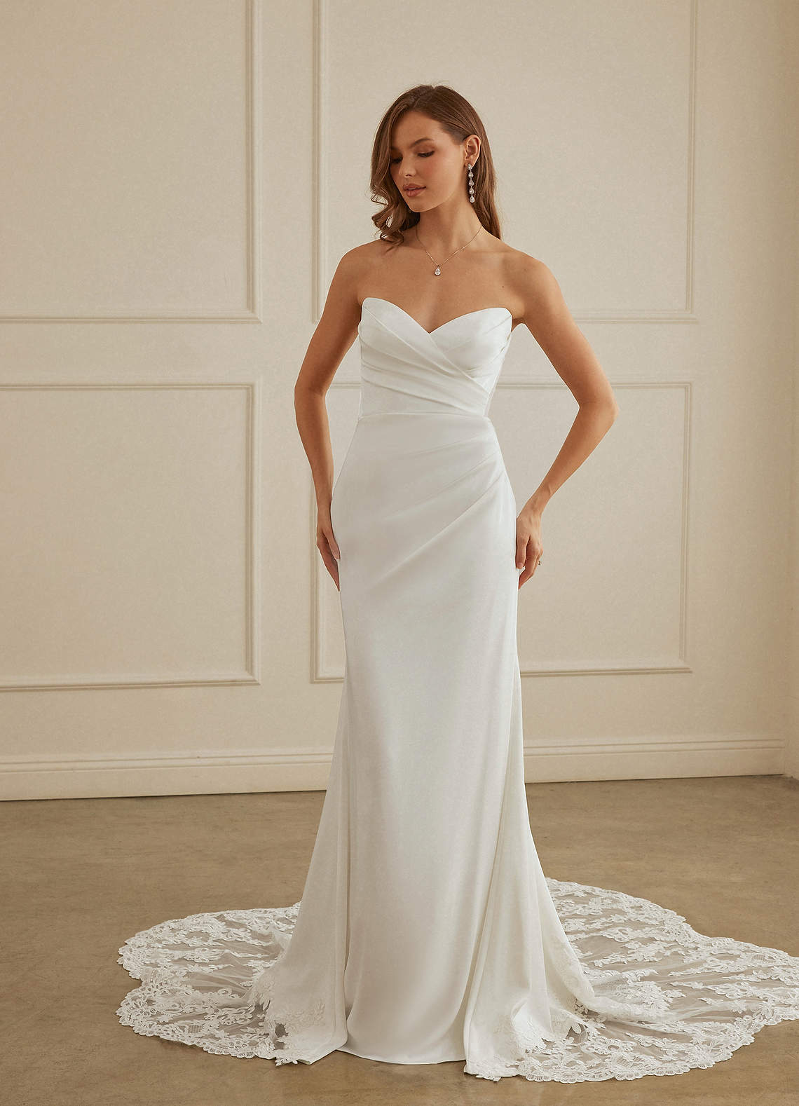 Christian Siriano Bridal for Azazie 2004 Wedding Dresses Pleated Crepe Back Satin Mermaid Gown image3