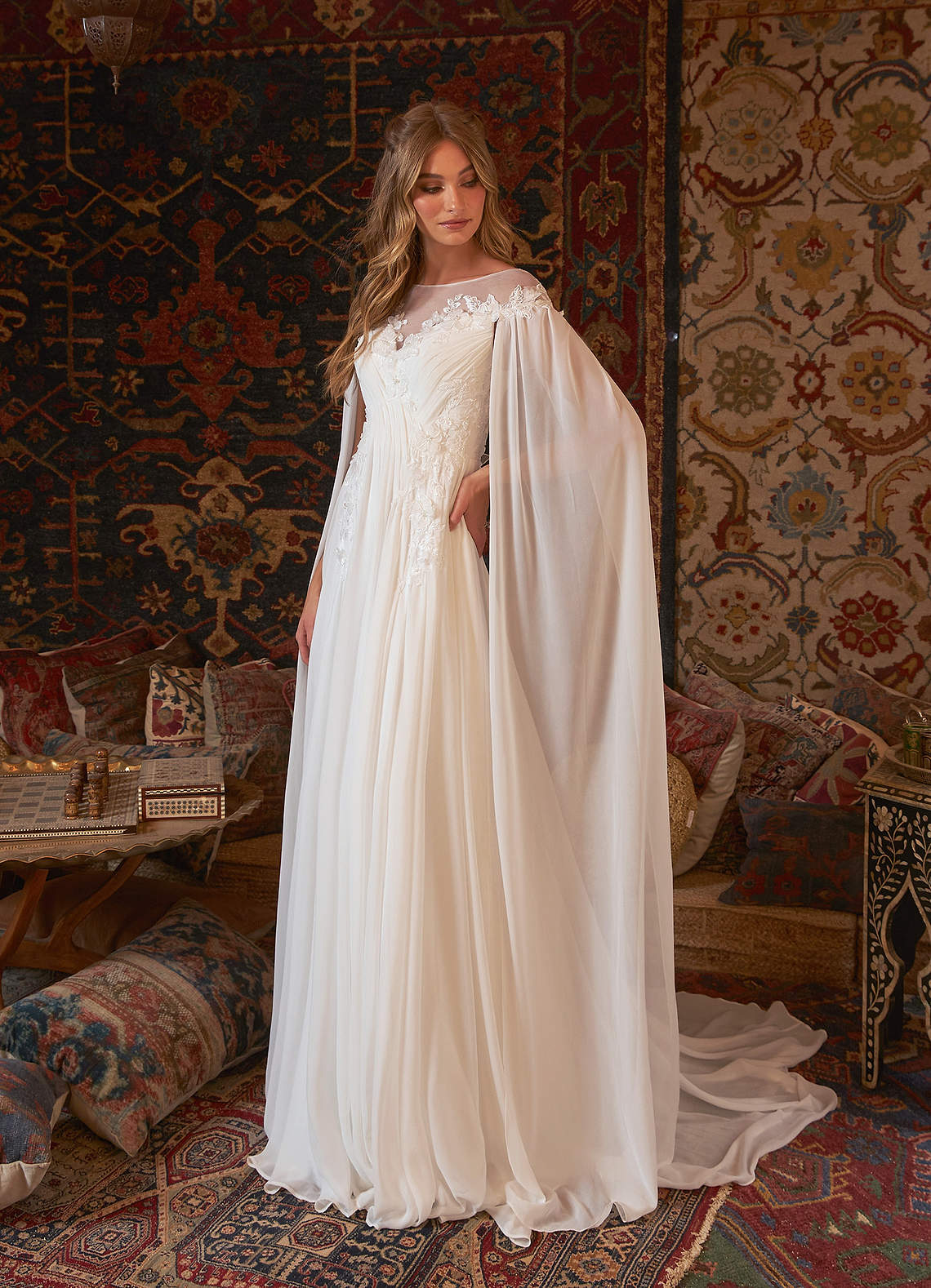 Azazie Linnea Wedding Dresses A-Line Scoop Chiffon Chapel Train Dress image1