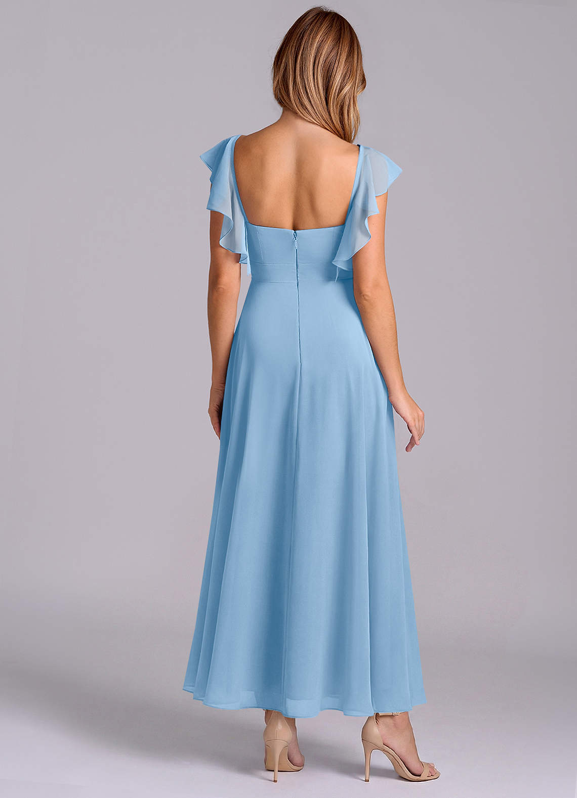 Azazie Leilani Morsiusneito Mekot A-linja Rypytetty Sifonki Nilkan pituus Pukeutua image1