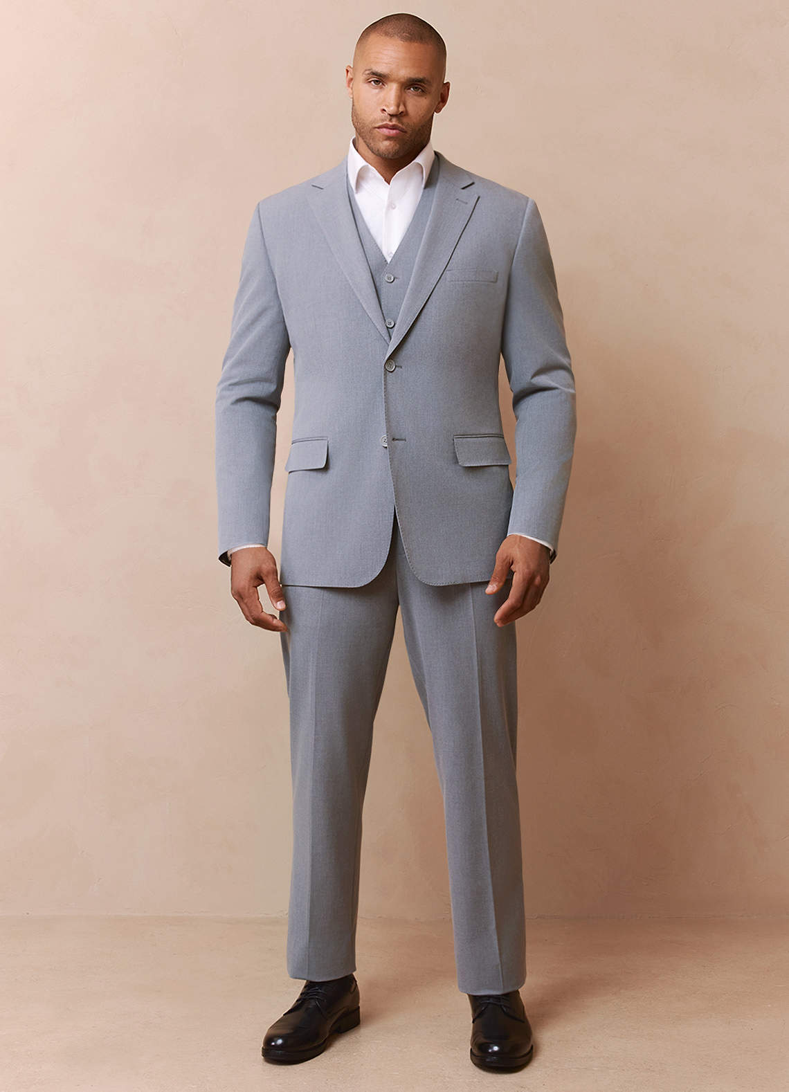 front Savile Grey Wool Blend Dress Pants