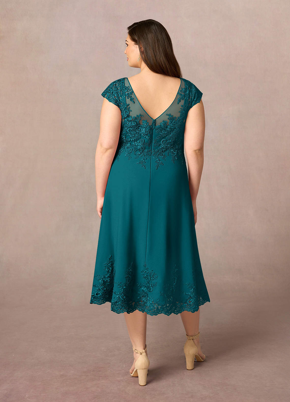 Azazie Terrano Mother of the Bride Dresses Peacock A-Line Scoop Lace Dress image7