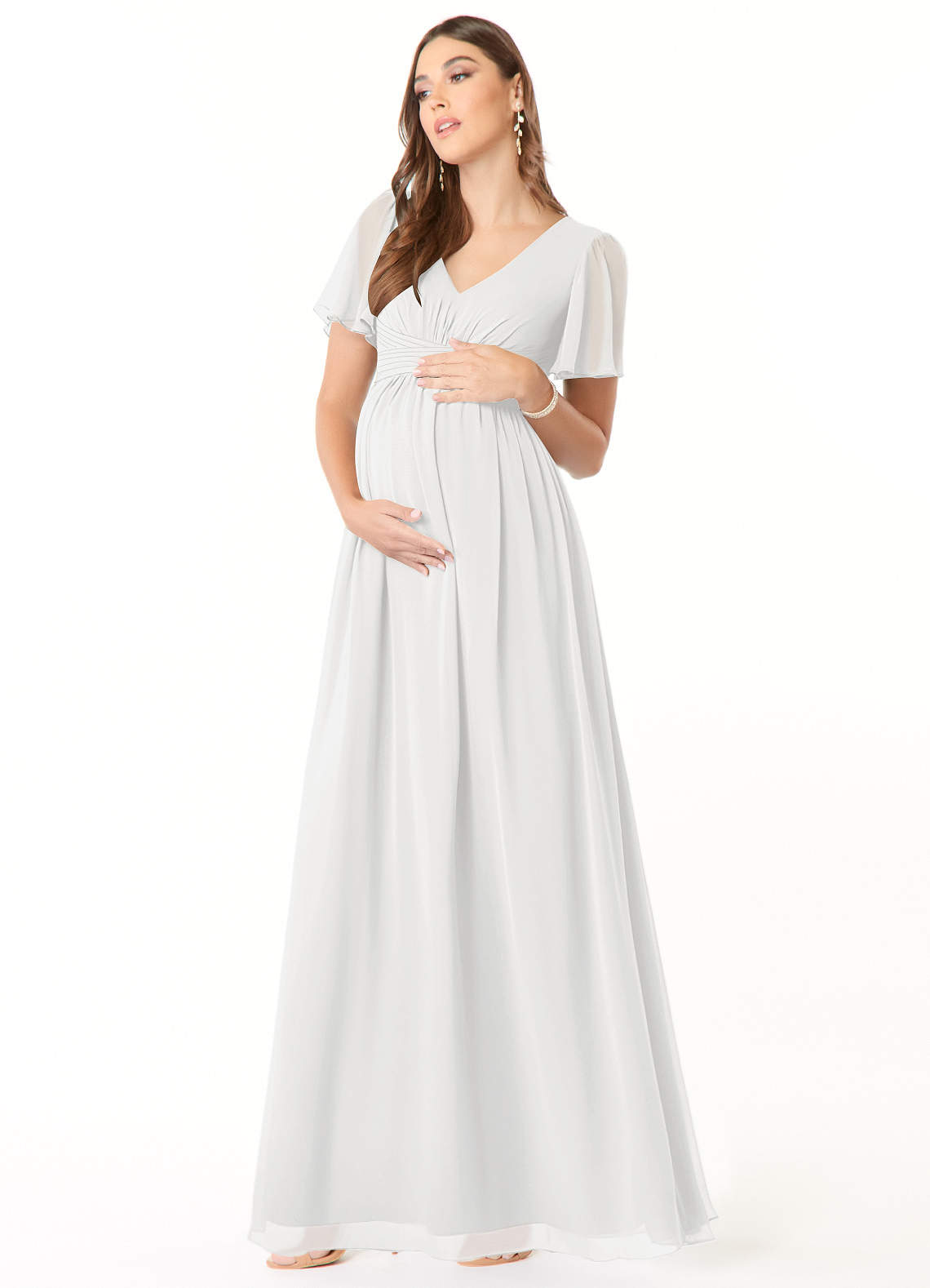 white maternity bridesmaid dress Azazie Verna