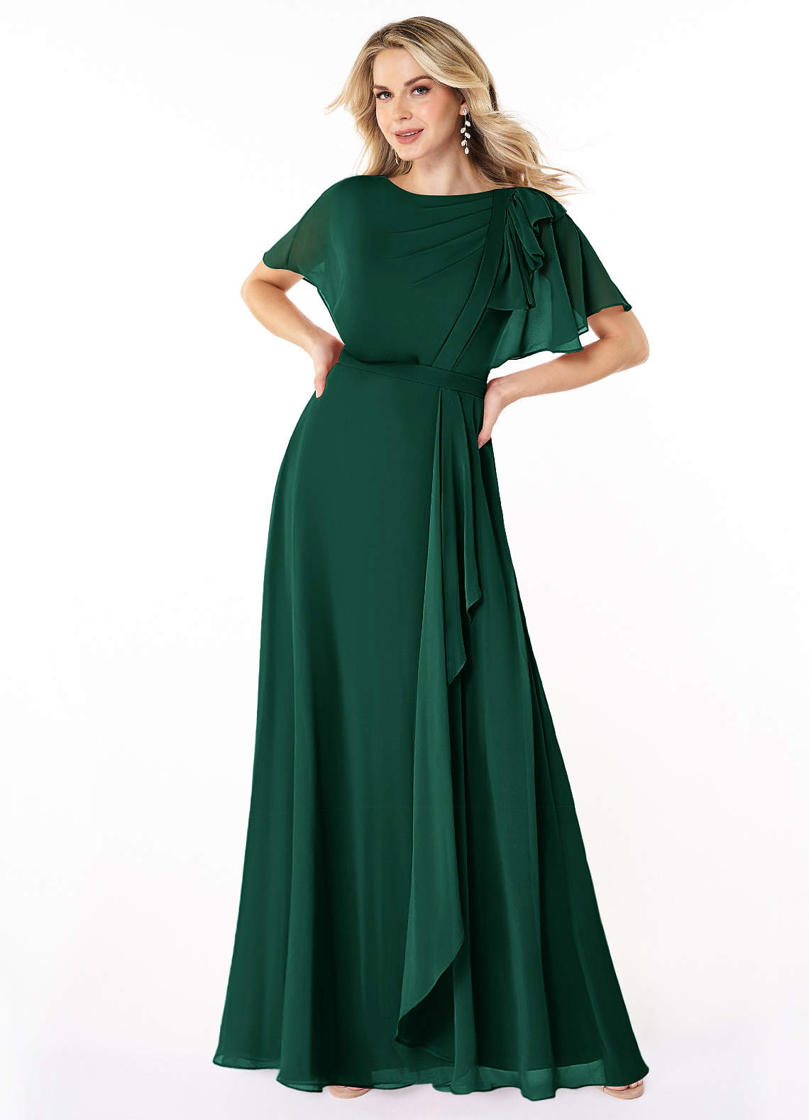 embellished bridesmaid dress Maya Moody Lilac Short Sleeve V Neckline Maxi – Maya Deluxe Size:63 (6'6