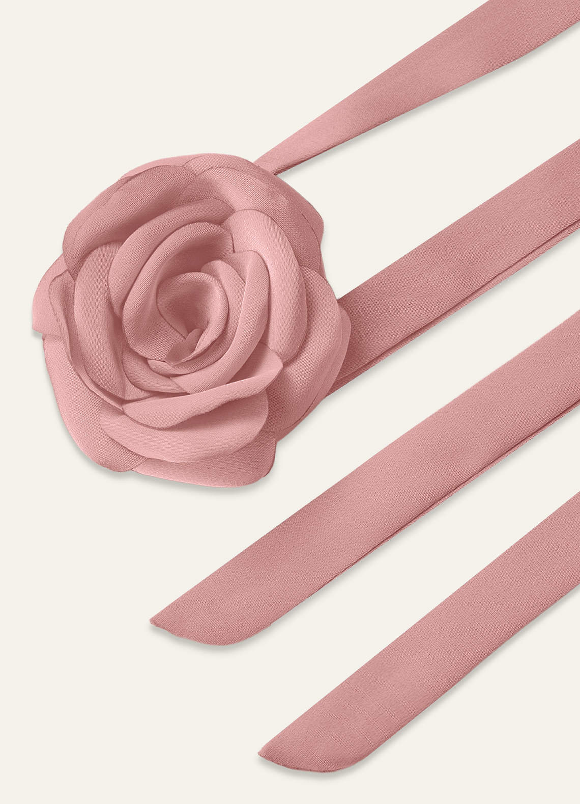 front Collier en mousseline assortie avec rose et cordelette