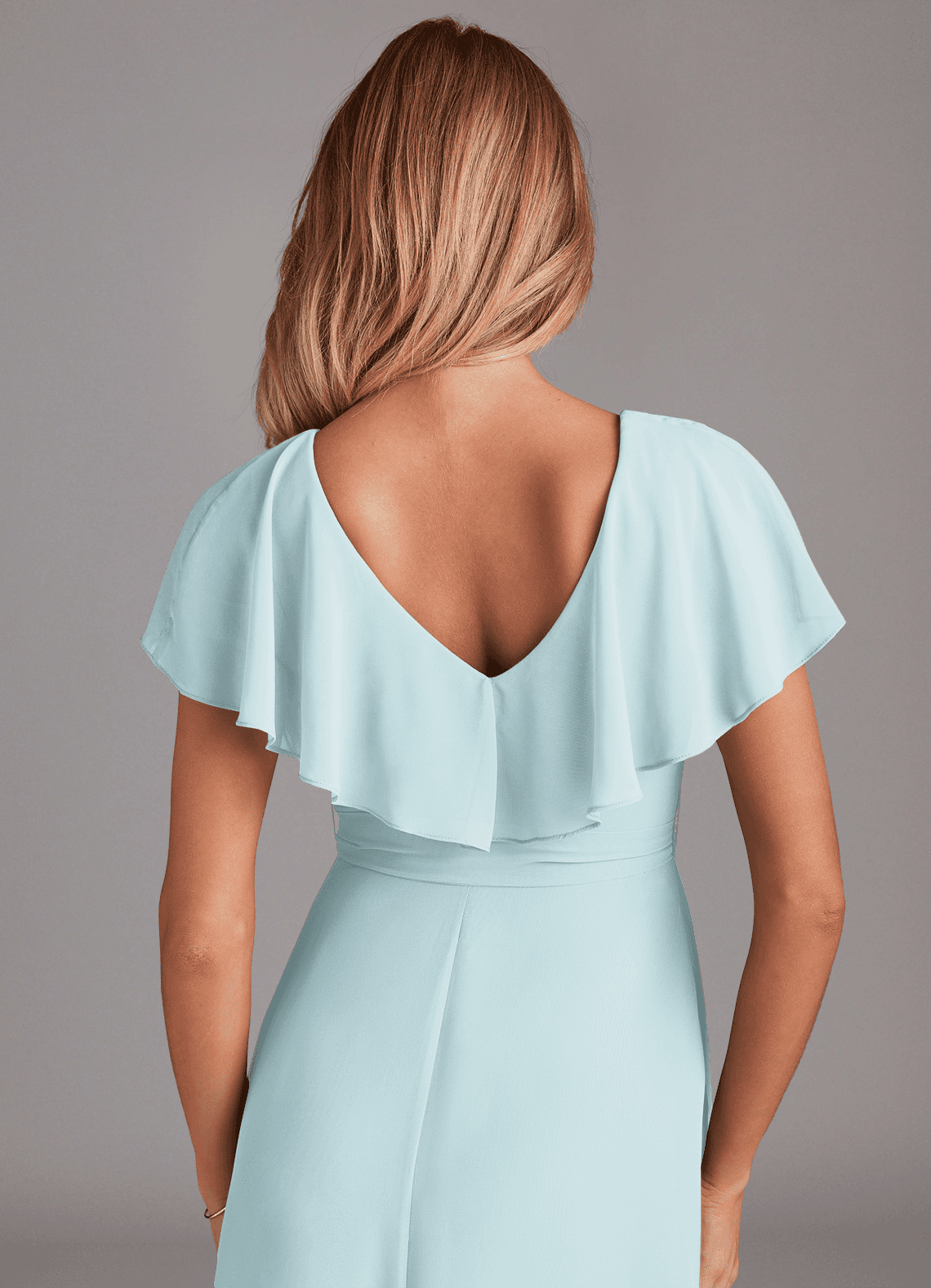 Azazie Lainey Morsiusneito Mekot A-linja taskuilla Sifonki Lattian pituus Pukeutua image1