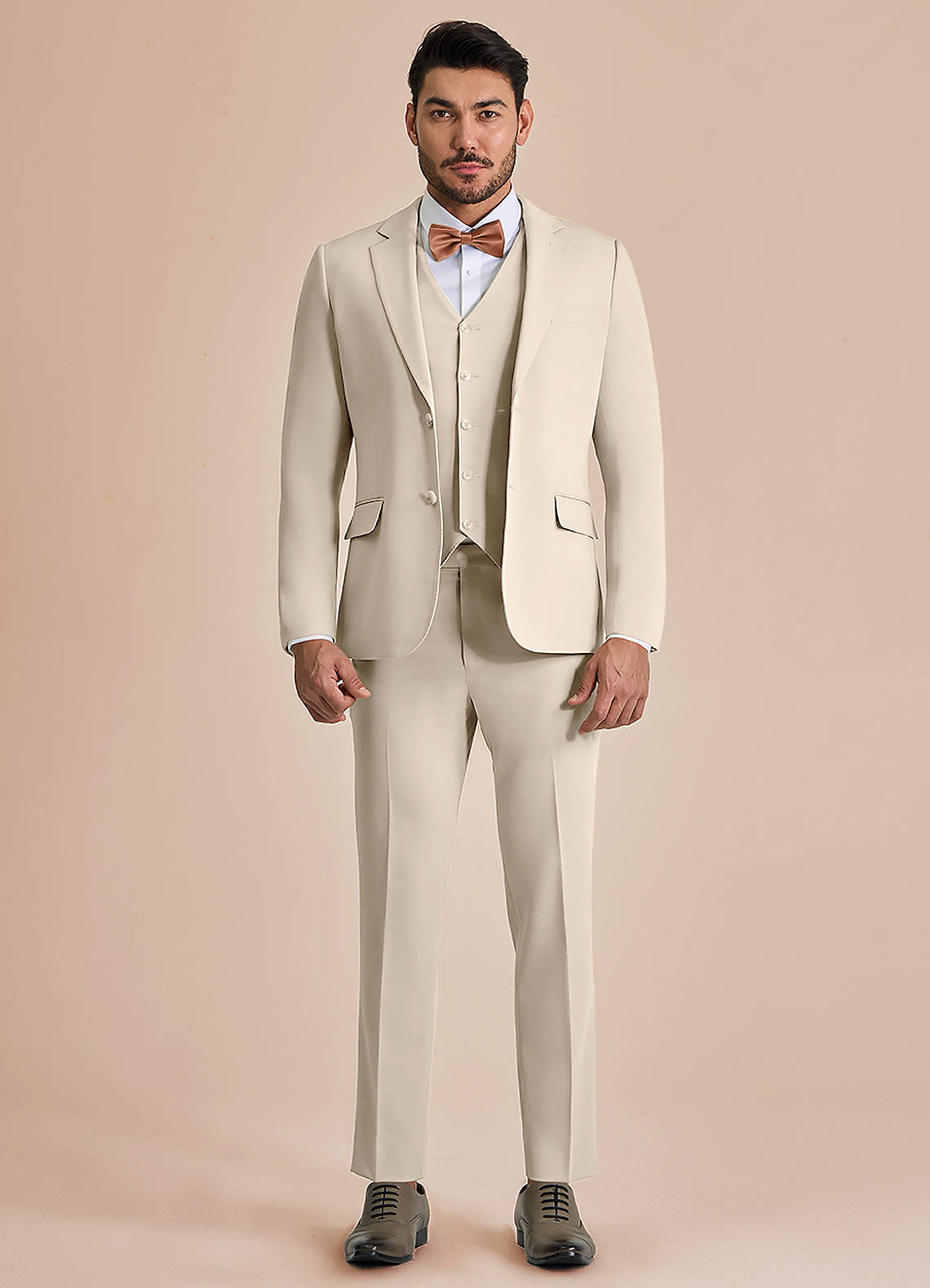 front William Tan Comfort Blend 3-piece suit