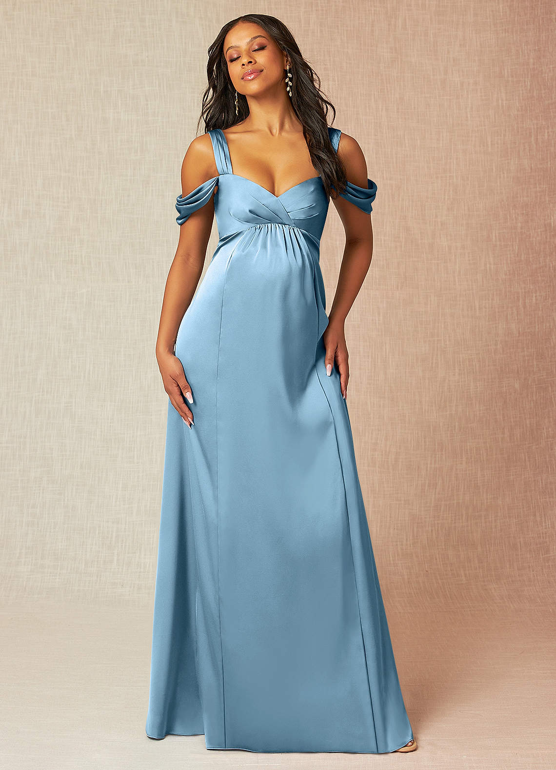 blue satin maternity dress Satin Maternity Bridesmaid Dress main image 0