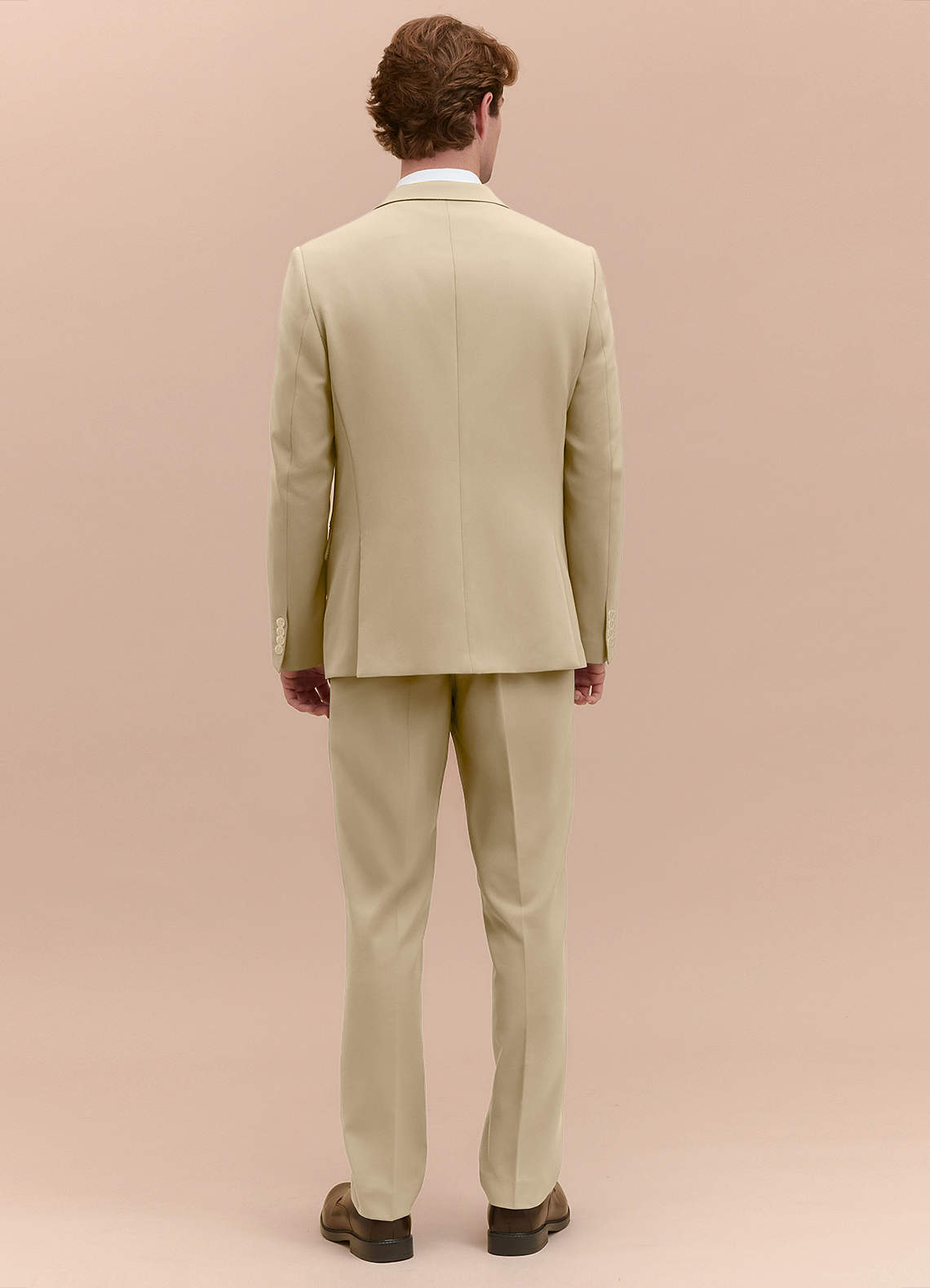 Azazie James Champagne Structured Stretch Slim Men's Wedding Suit Size 40 Regular