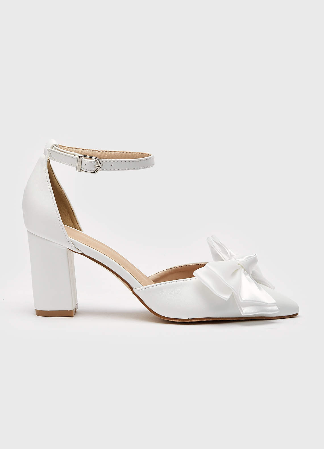 front Double Satin Bow Pointed Toe Heels