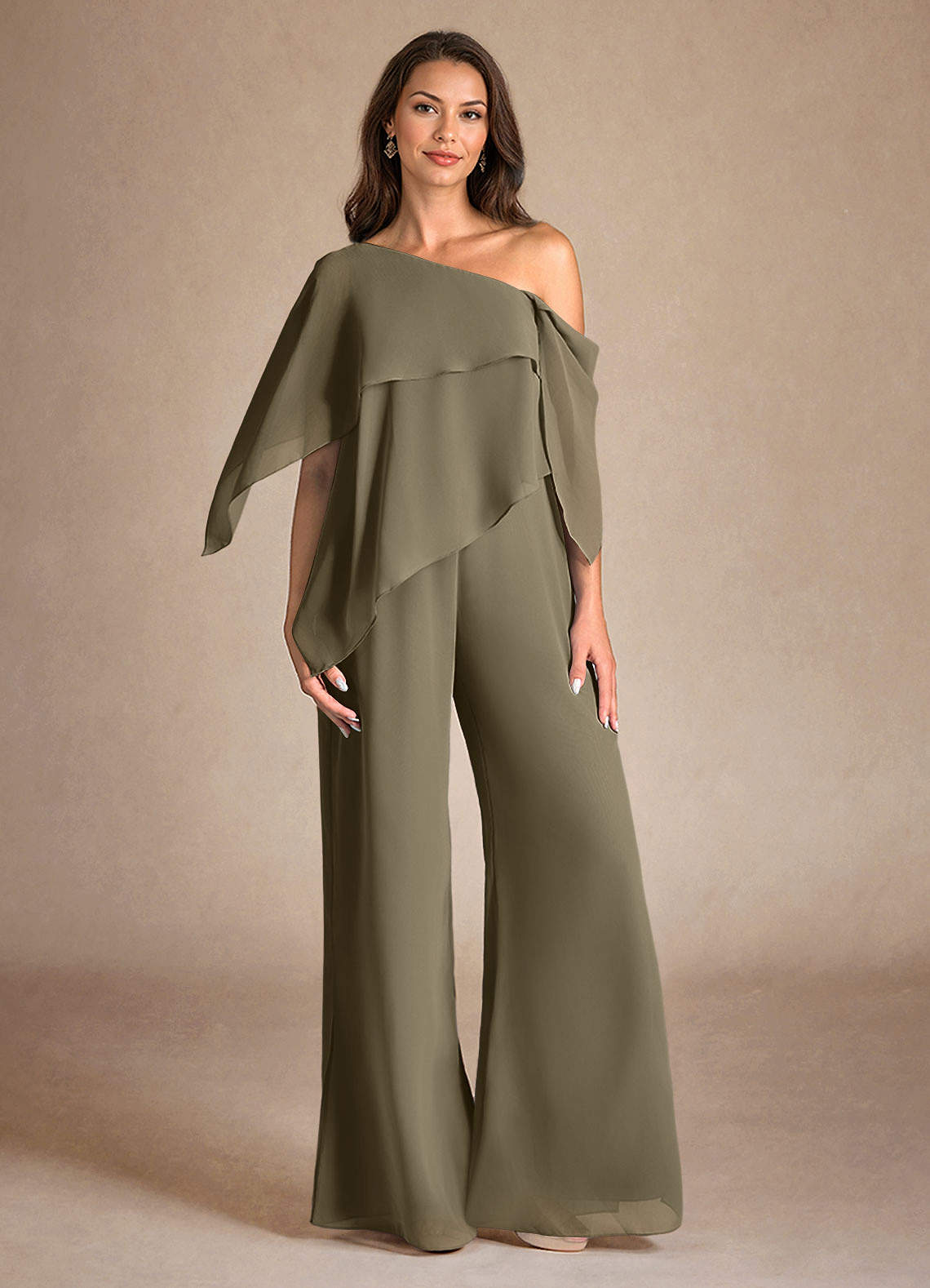 Azazie Halima vestidos de madre de la novia Vestido de Verde Sauce de Gasa de Mono/Traje de pantalón con Corte Lateral image1