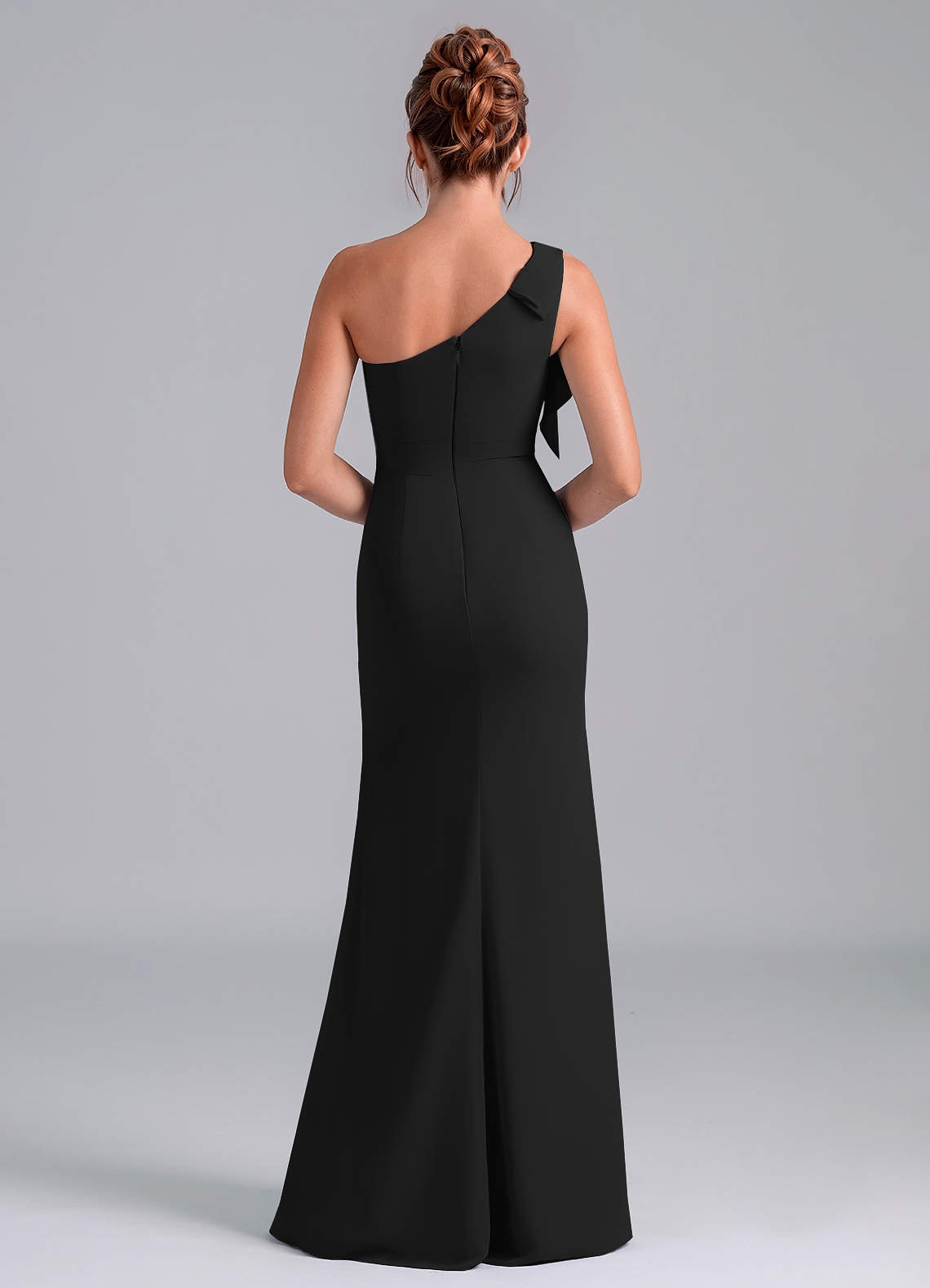 Azazie Rinna Bridesmaid Dresses Black Mermaid One Shoulder Chiffon Dress image1
