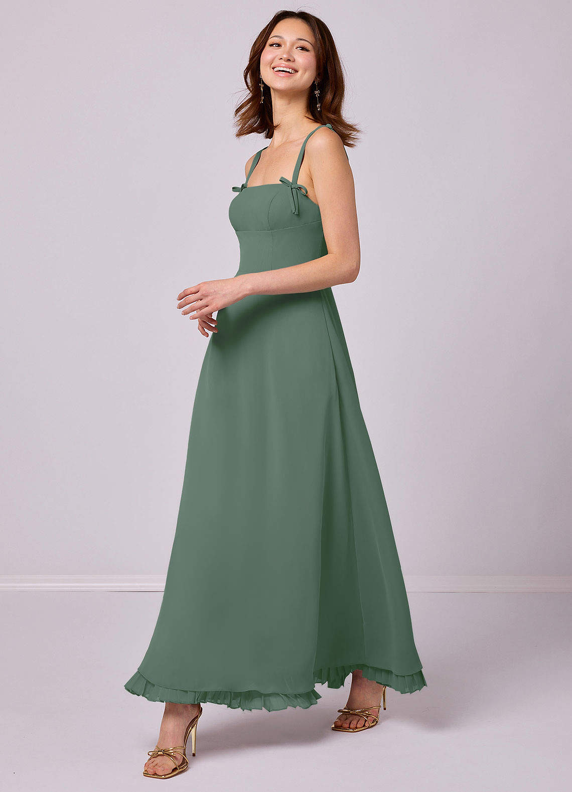 Barbie ♥ Azazie Bridesmaid Dresses A-Line Pleated Chiffon Ankle-Length Dress image8