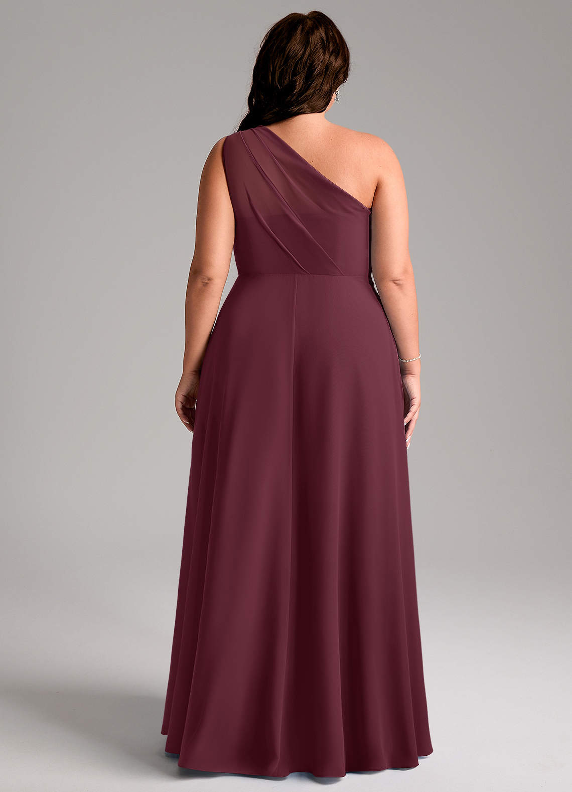 Azazie Phaedra Vestidos de madrinha de casamento Vestido Cabernet de Chiffon de Linha A com Um ombro image9