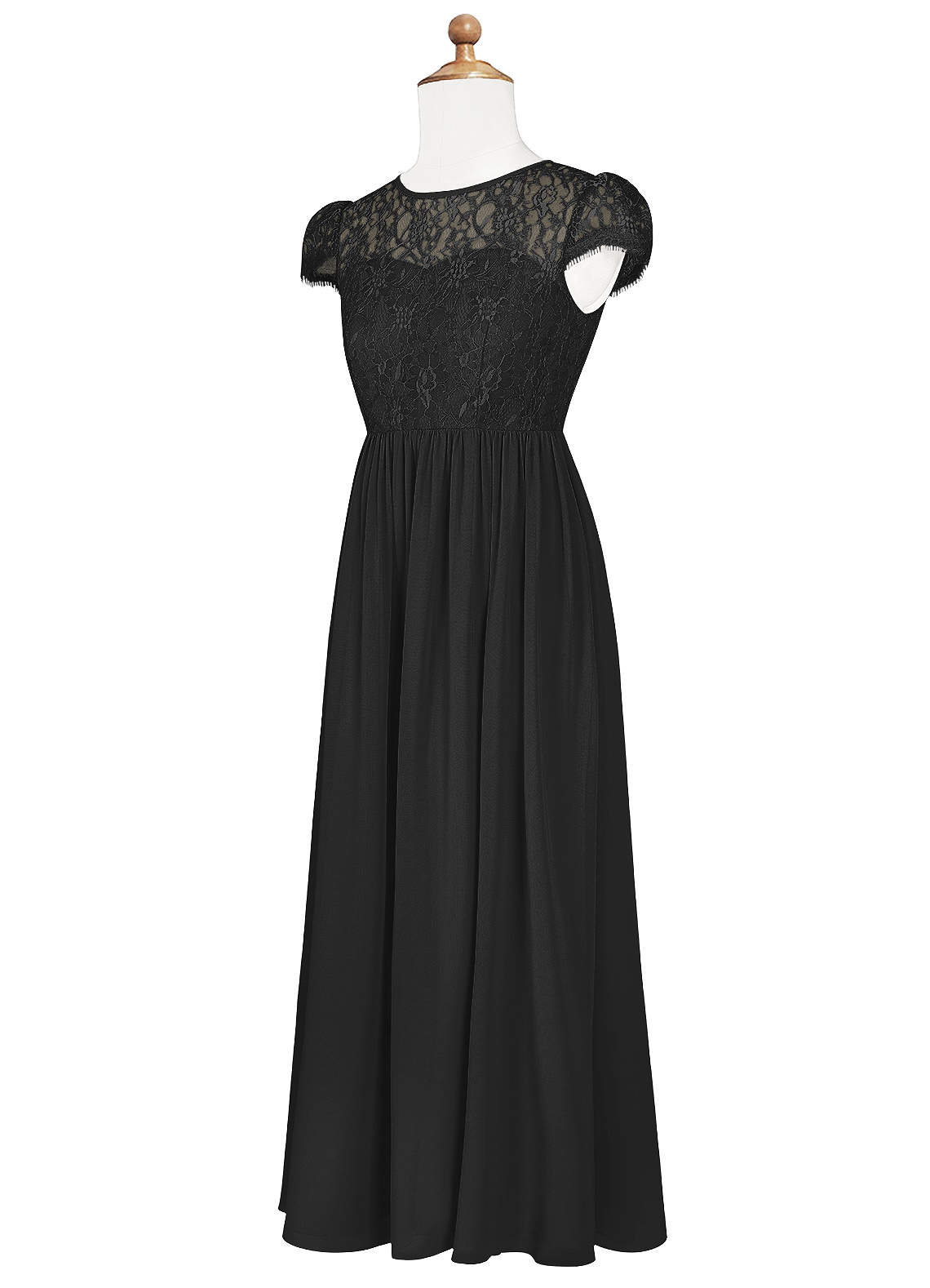 Azazie Delevingne Junior Linia A Koronka Szyfon Długość podłogi Młodsza druhna Sukienka image7