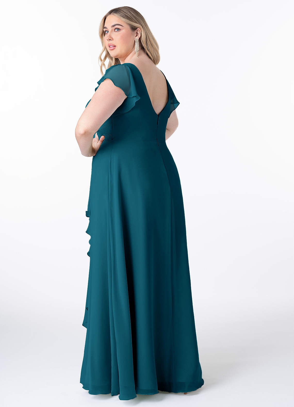 Azazie Omari Abiti da Damigella Abito A-Line in Chiffon Blu Inchiostro image1