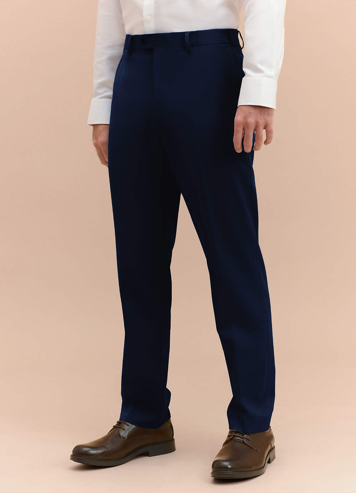 front James Blue Structured Stretch Dress Pants