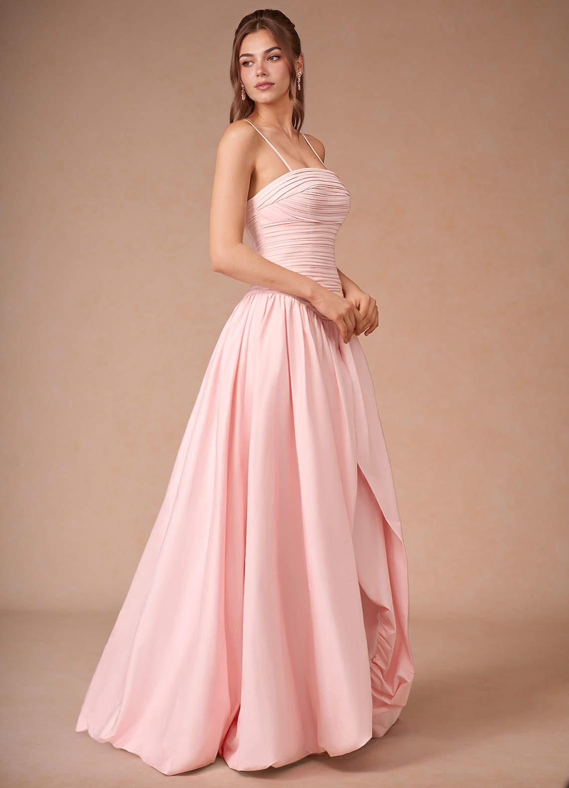Elysia Strawberry Pink Pleated Gown Elysia Strawberry Pink Pleated Gown