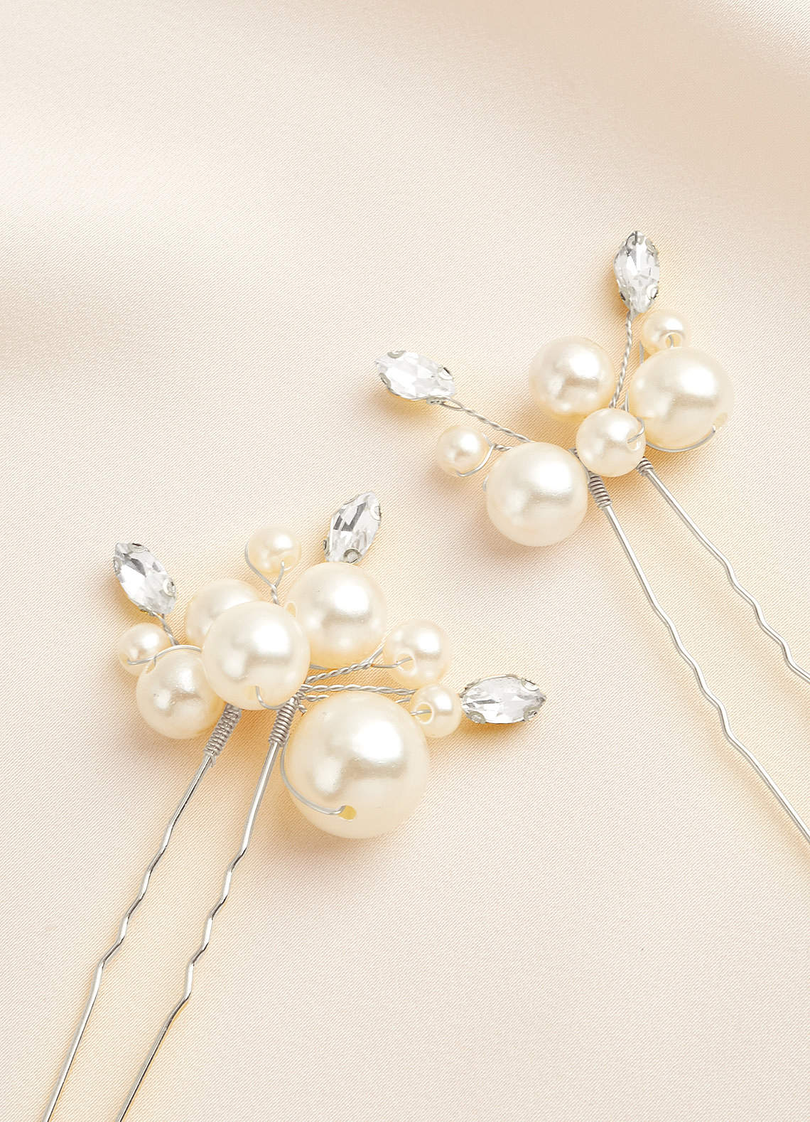 front Pearl Bead Clusters U-Shaped Hairpin Set