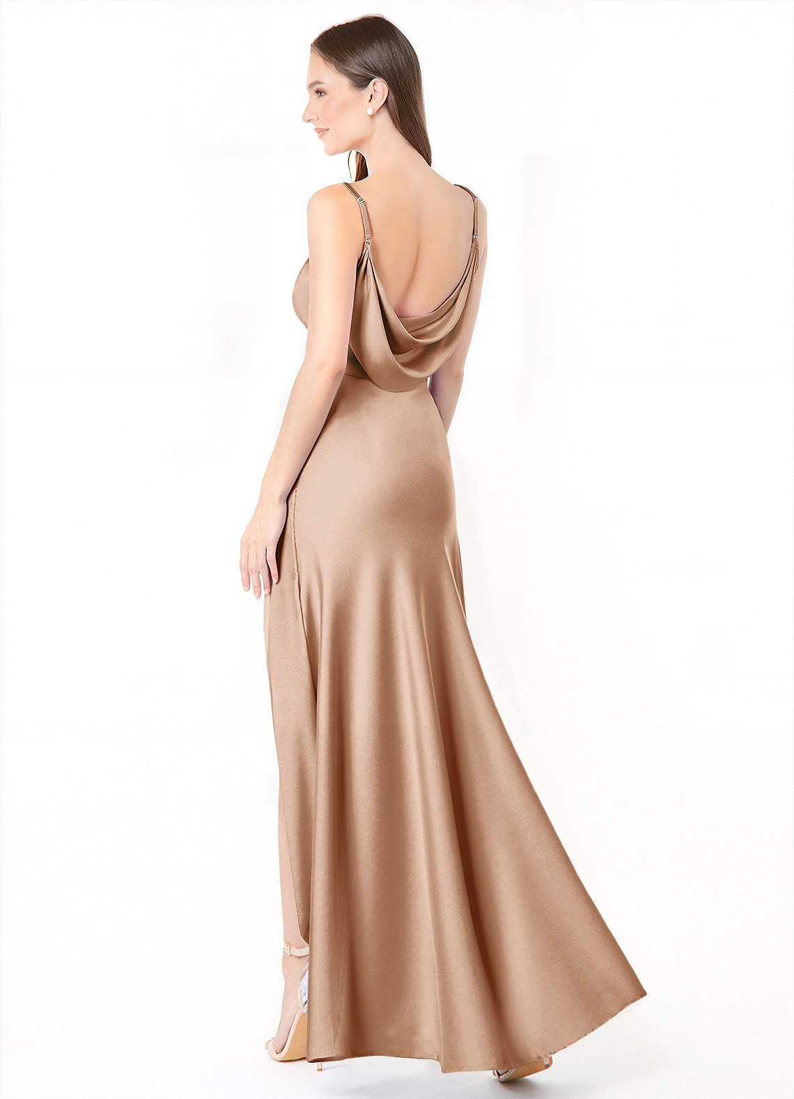 Azazie Alaija Bridesmaid Dresses English Rose Mermaid Side Slit Stretch Satin Dress image1