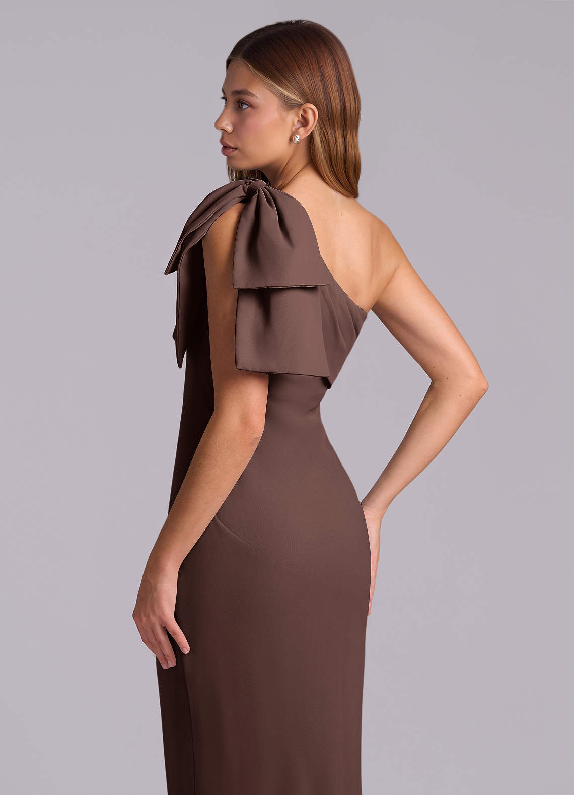 Azazie Yuanna Bridesmaid Dresses Ganache Mermaid One Shoulder Chiffon Dress image7
